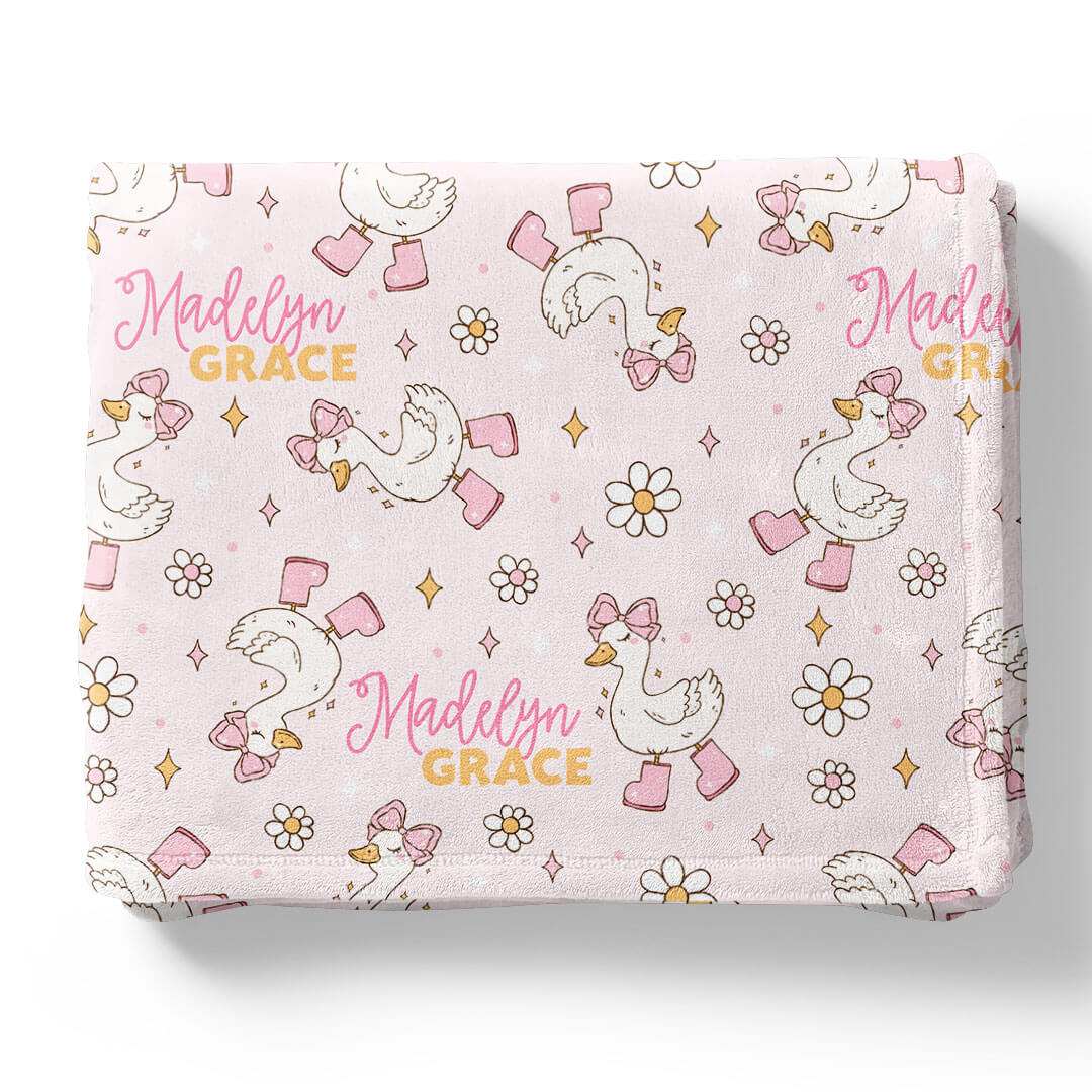 Silly Goose Personalized Kids Blanket | Pink