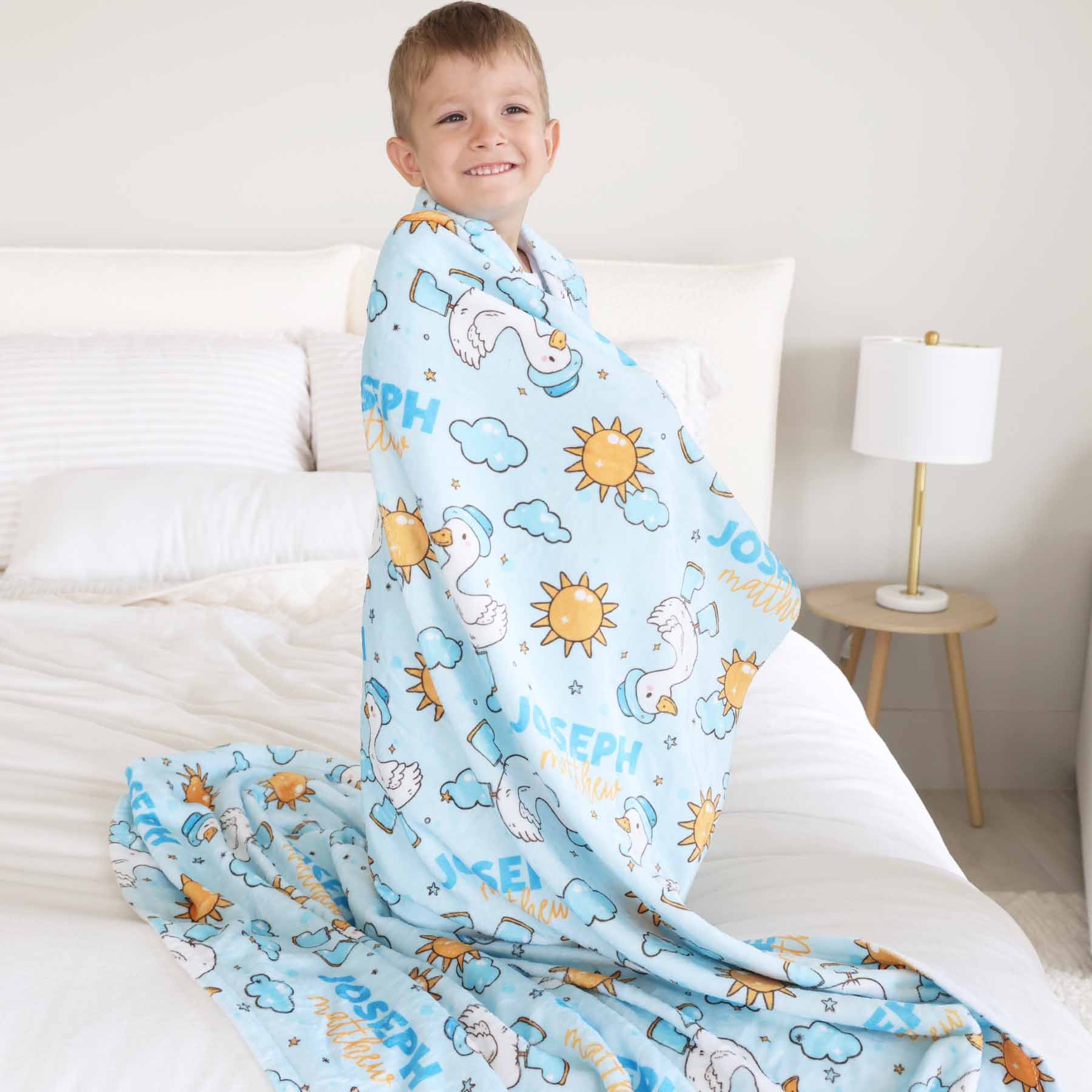 Silly Goose Personalized Kids Blanket | Blue