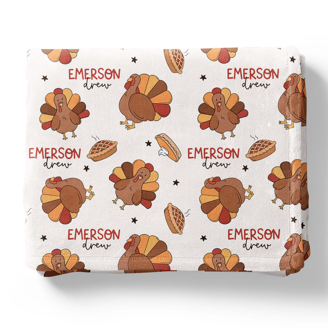 Turkey Treats Personalized Kids Blanket