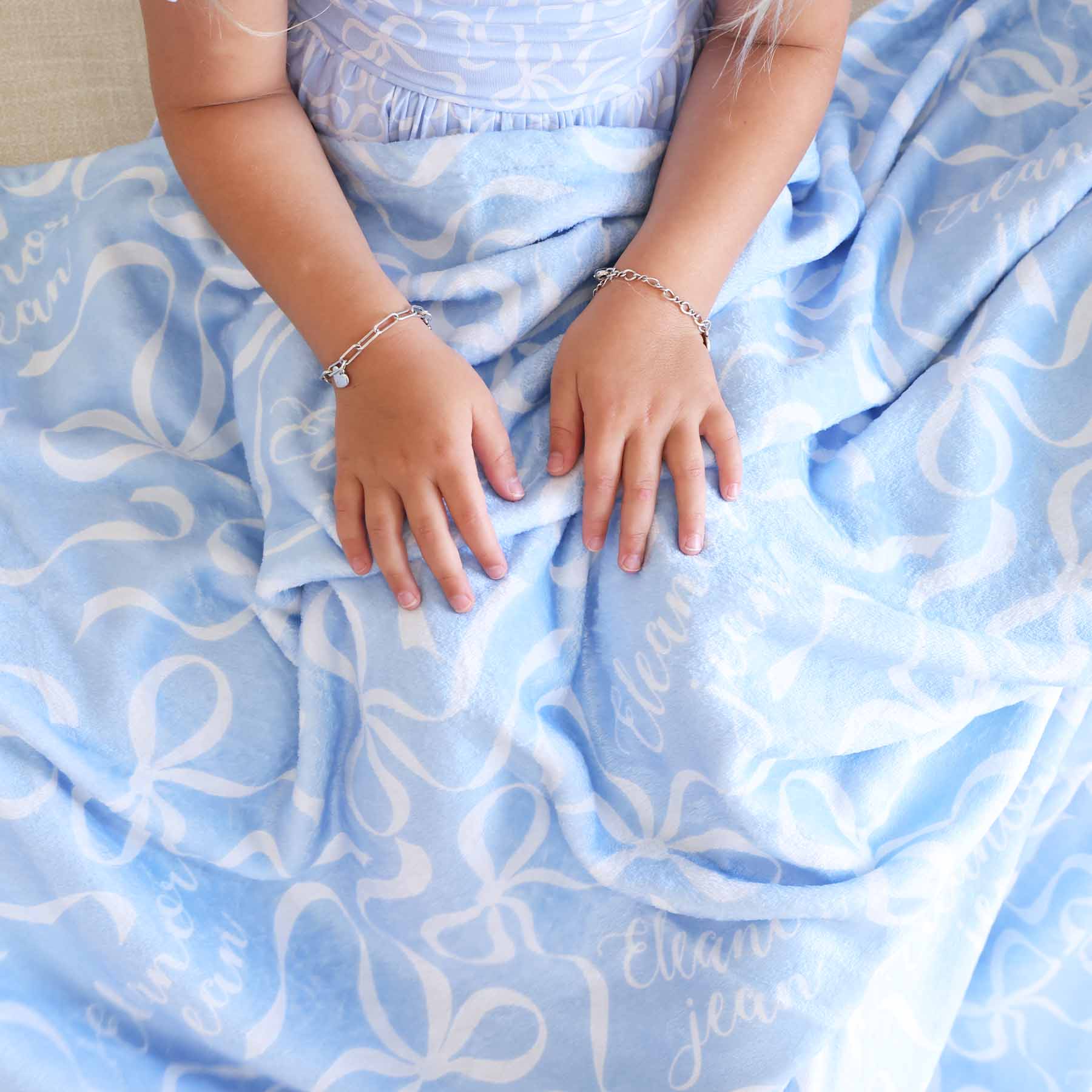 Blue-tiful Bows Personalized Kids Blanket