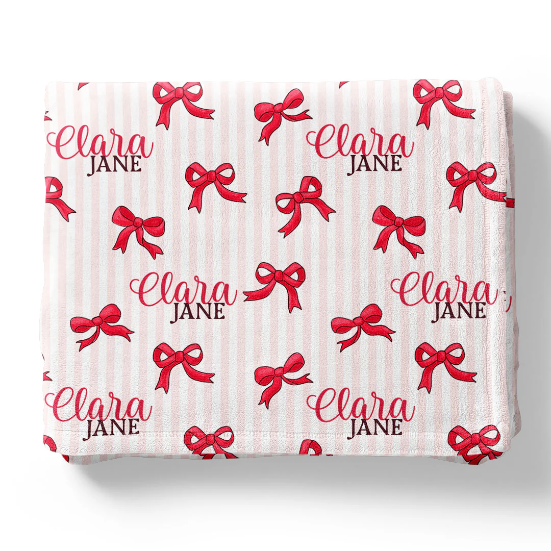 Coquette Christmas Personalized Kids Blanket