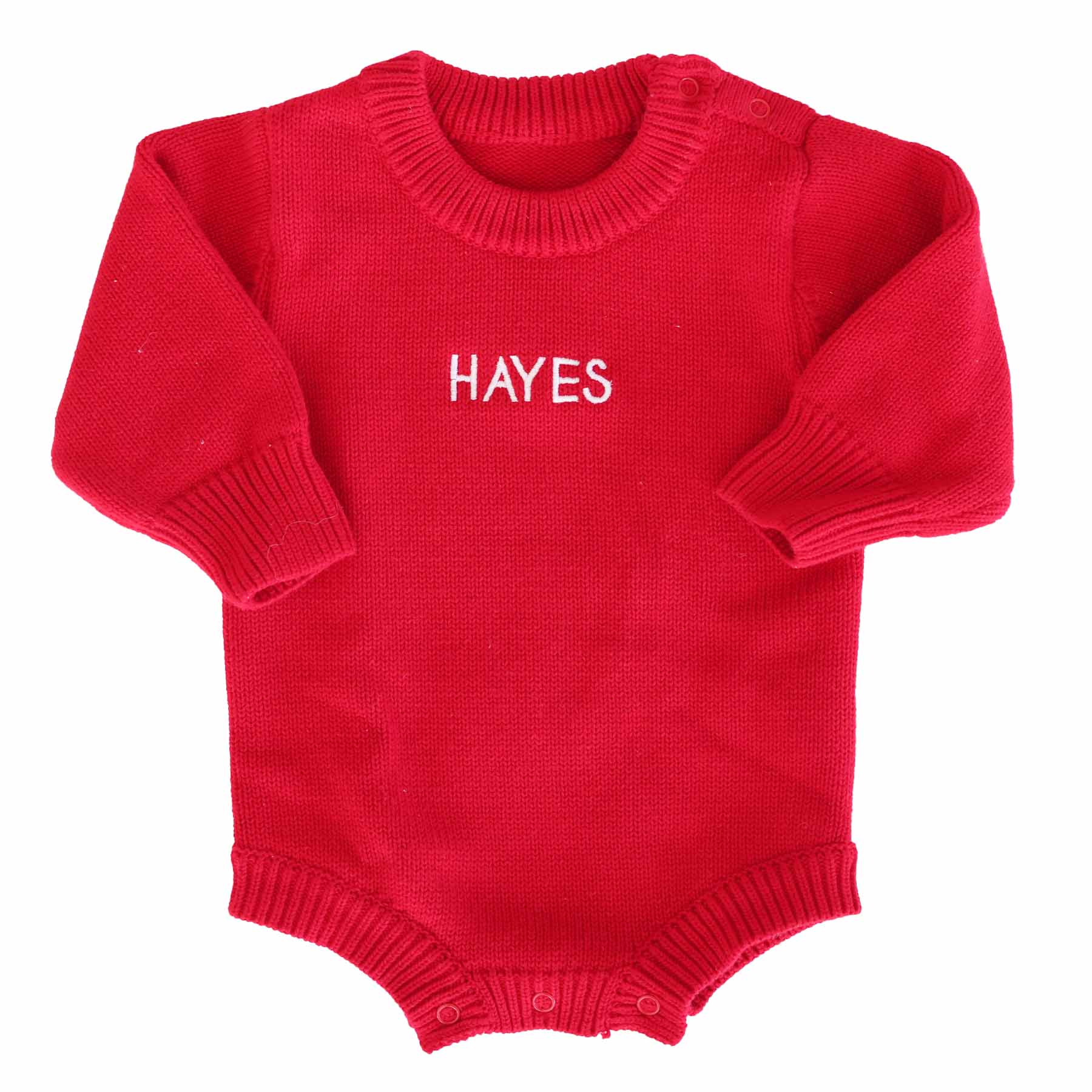 Personalized Knit Sweater Bubble Romper | Red