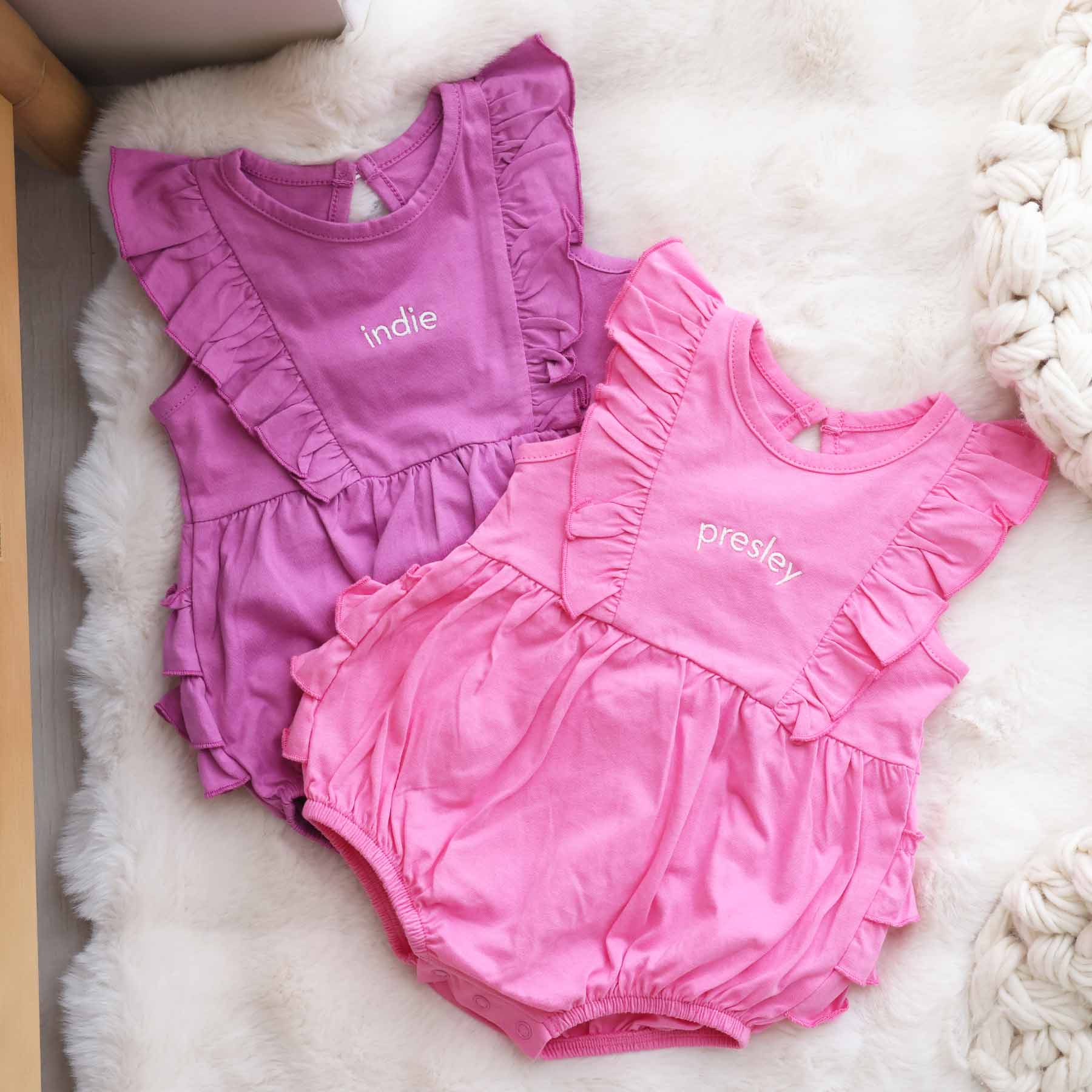 Personalized Sleeveless Ruffle Bubble Romper