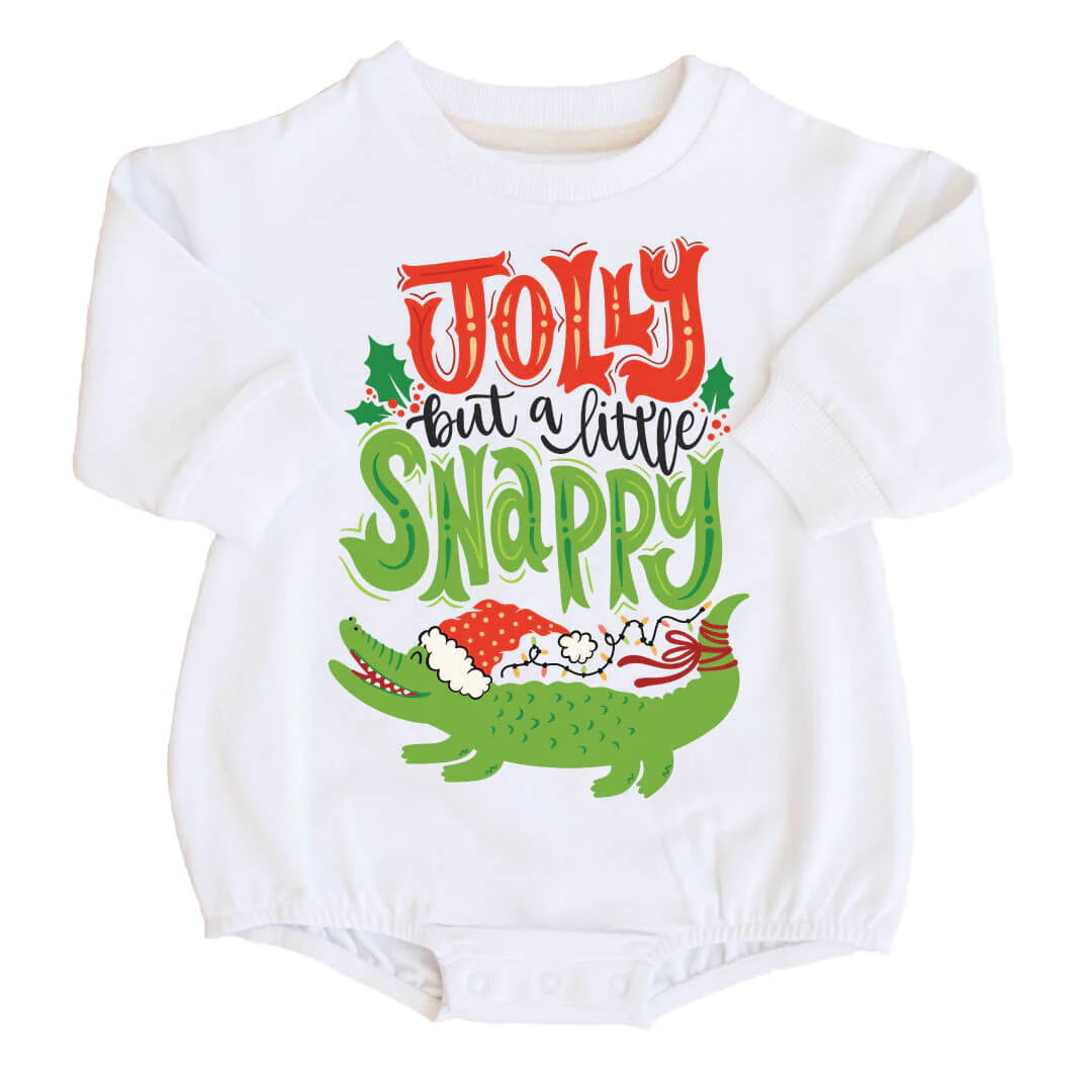 Jolly But Snappy Kid Sweatshirt & Sweatshirt Bubble Romper | White