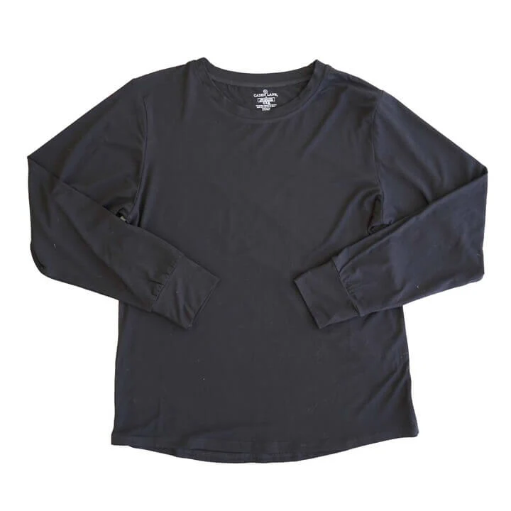 Women's Long Sleeve Bamboo Crew Neck Top | Black