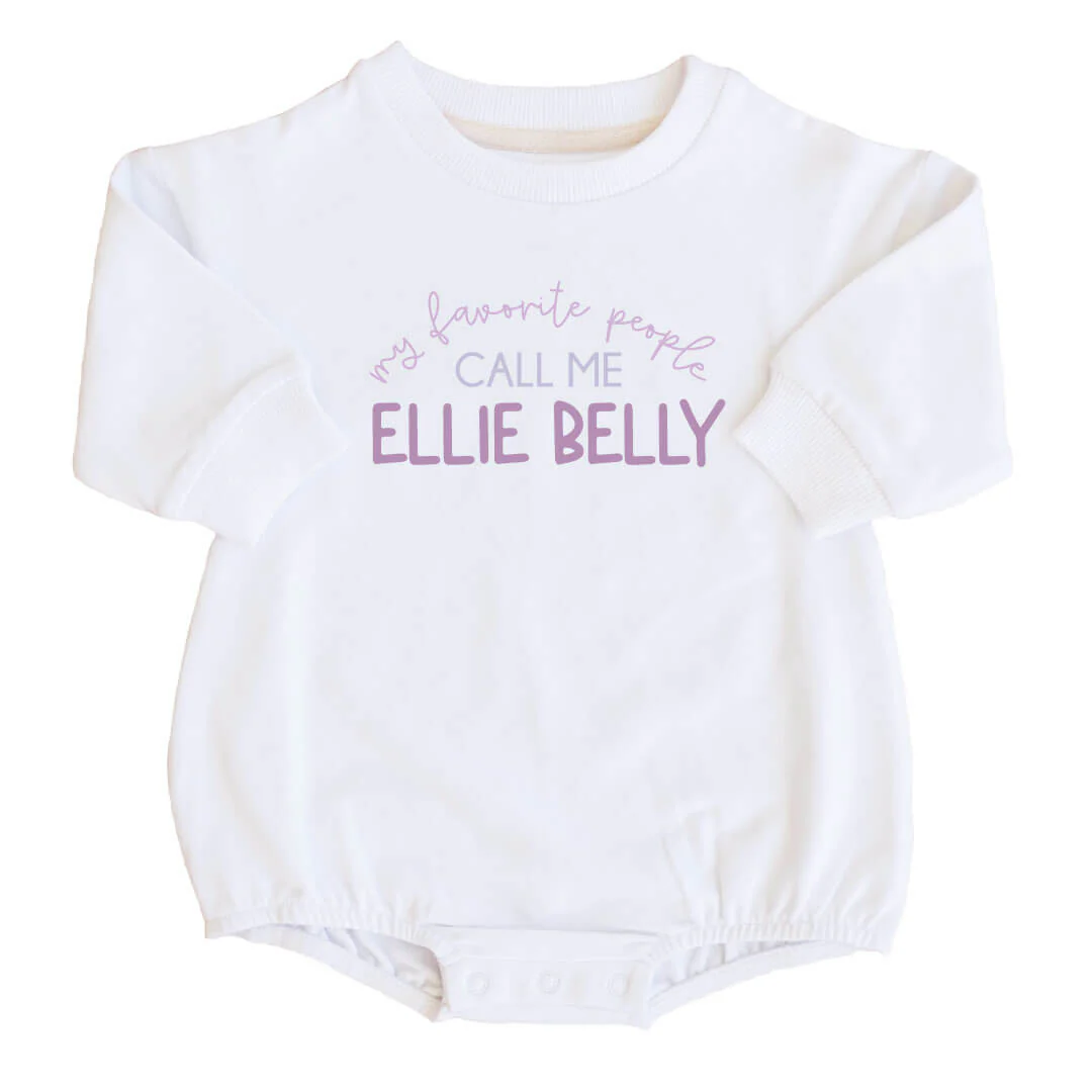Personalized My Favorite People Graphic Sweatshirt Bubble Romper | White
