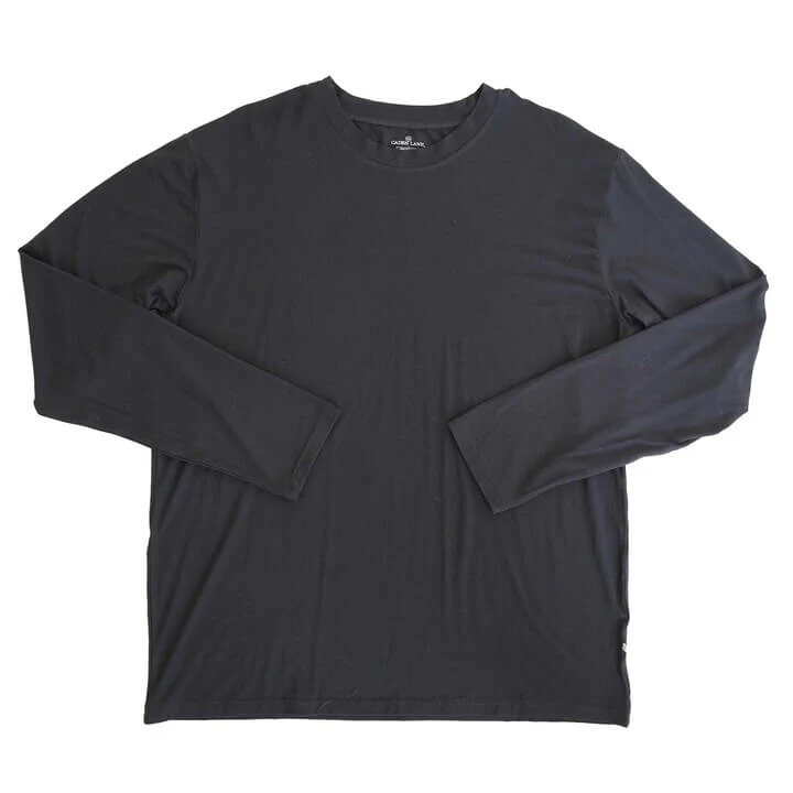 Men's Long Sleeve Bamboo Crew Neck Top | Black