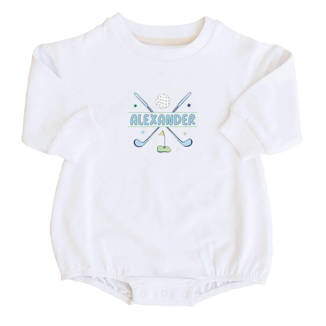 Personalized Country Club Cuties Graphic Sweatshirt Bubble Romper | White