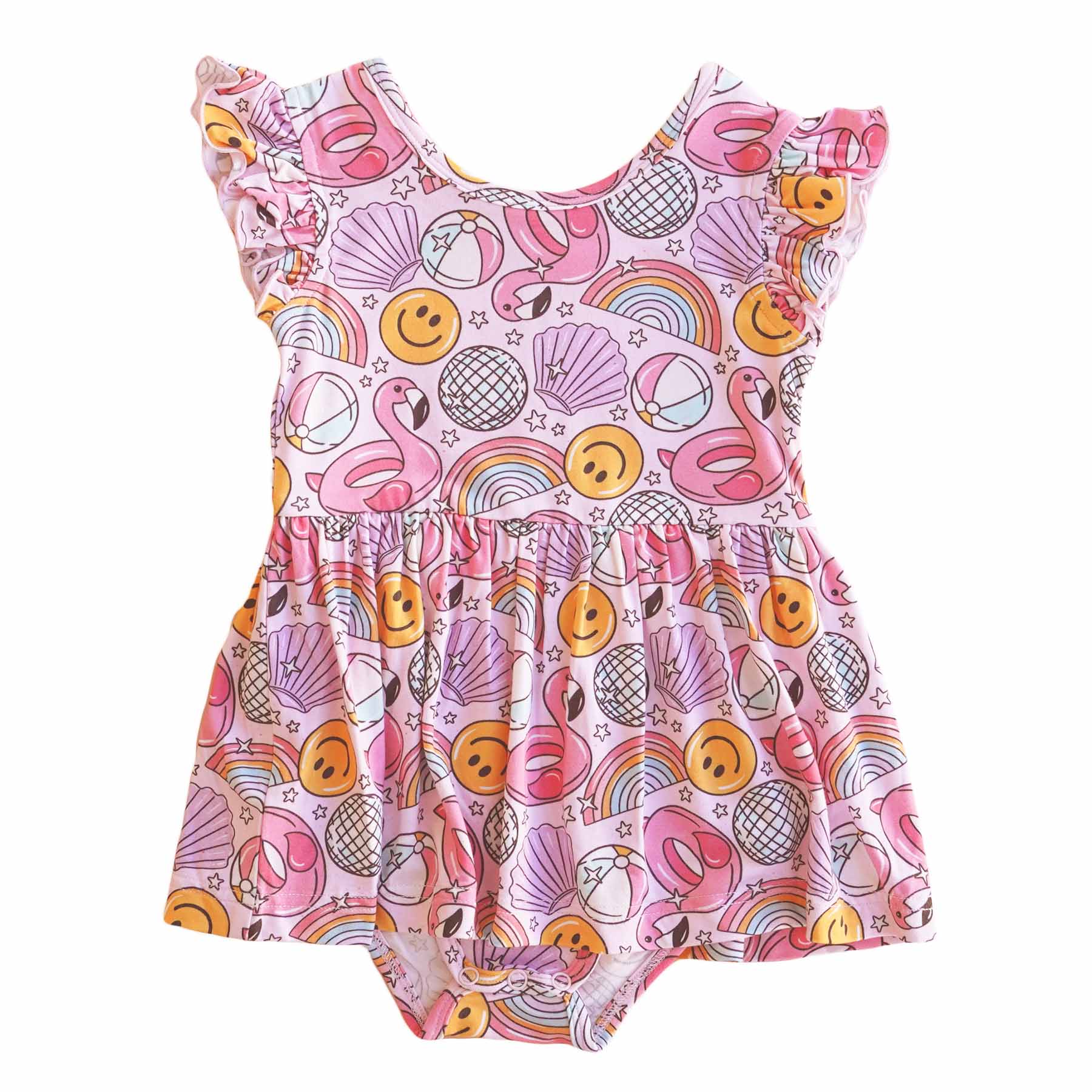 Sleeveless Twirl Bodysuit | Floatie Friends Pink