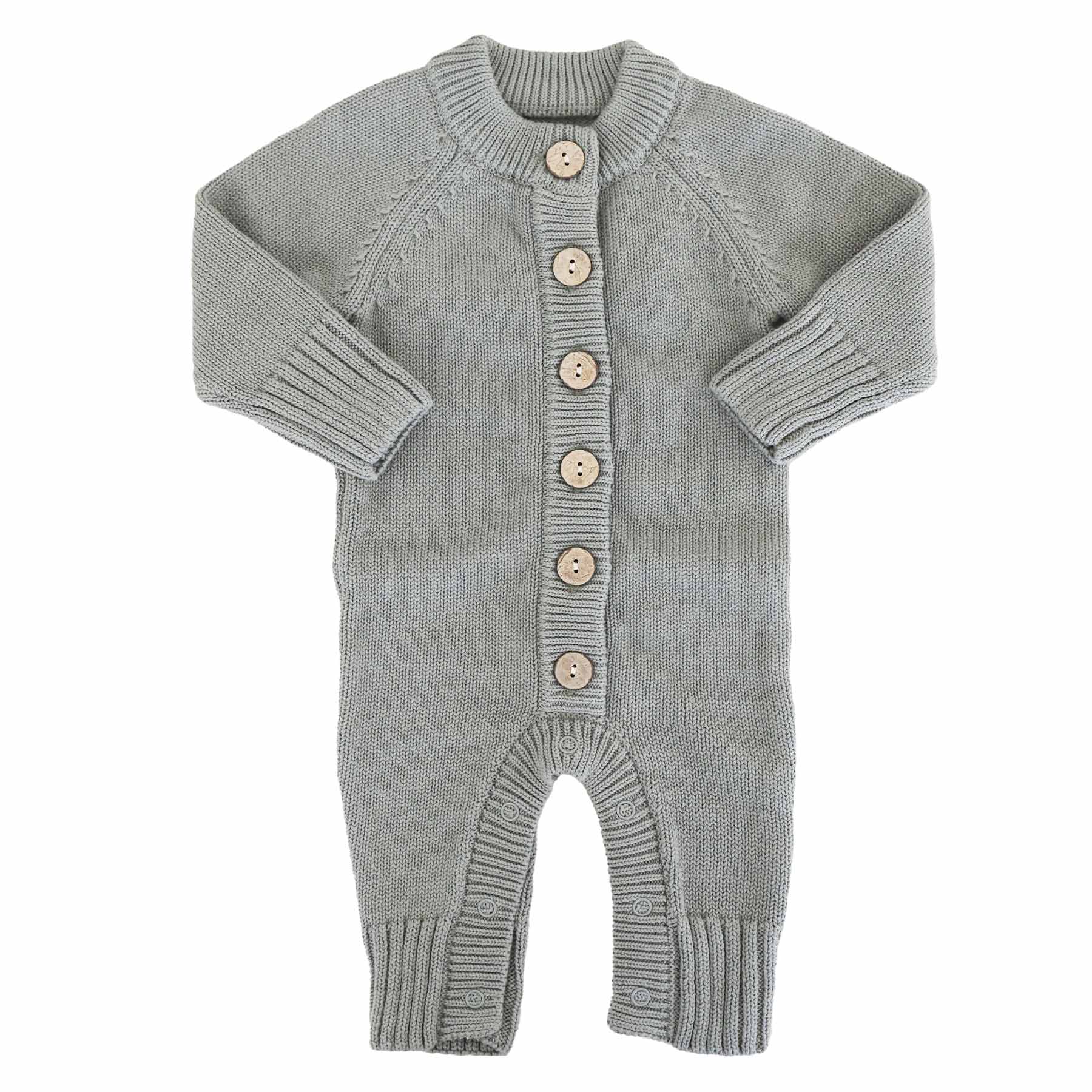Knit Sweater Button Romper | Smoke