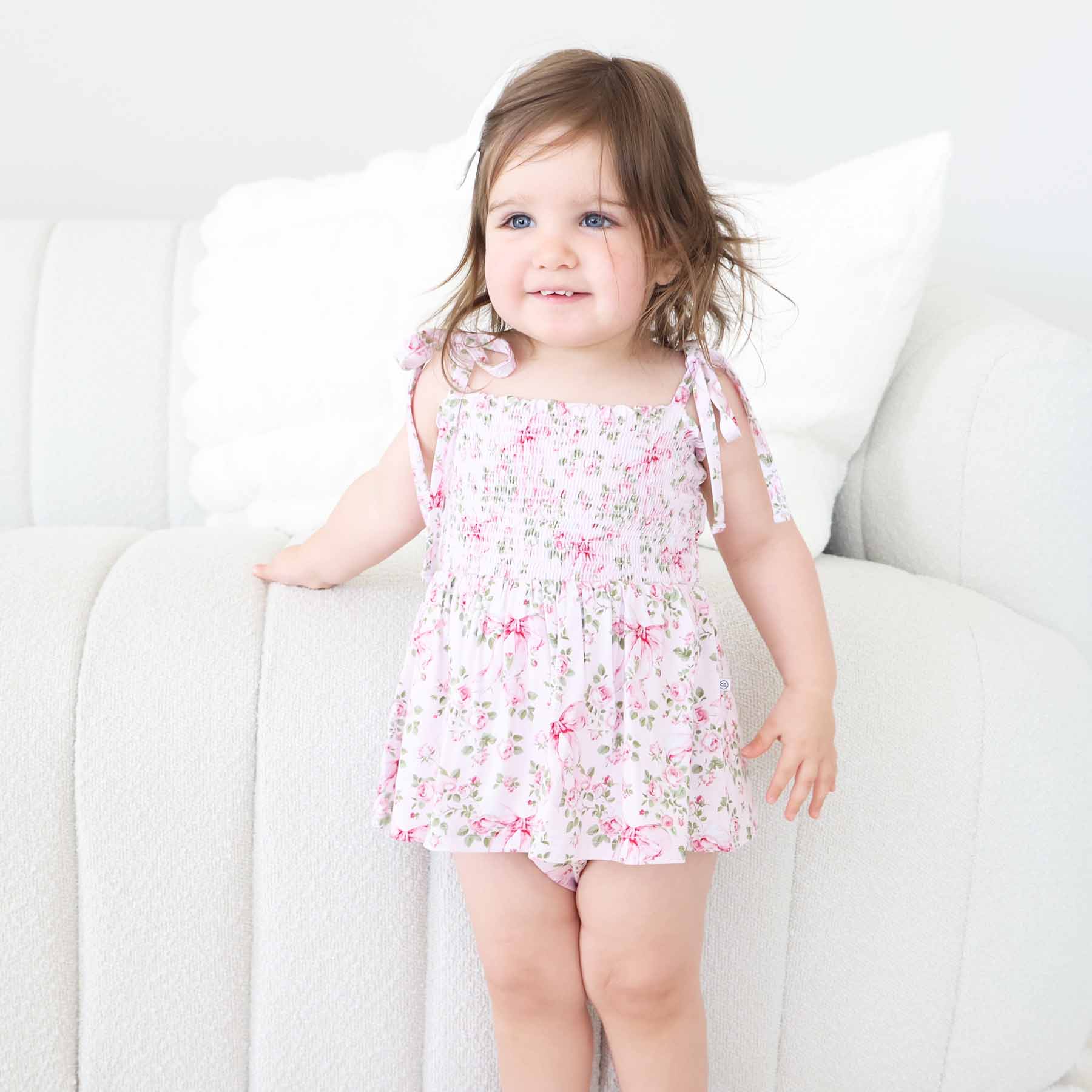Smocked Twirl Bodysuit | Bows in Bloom