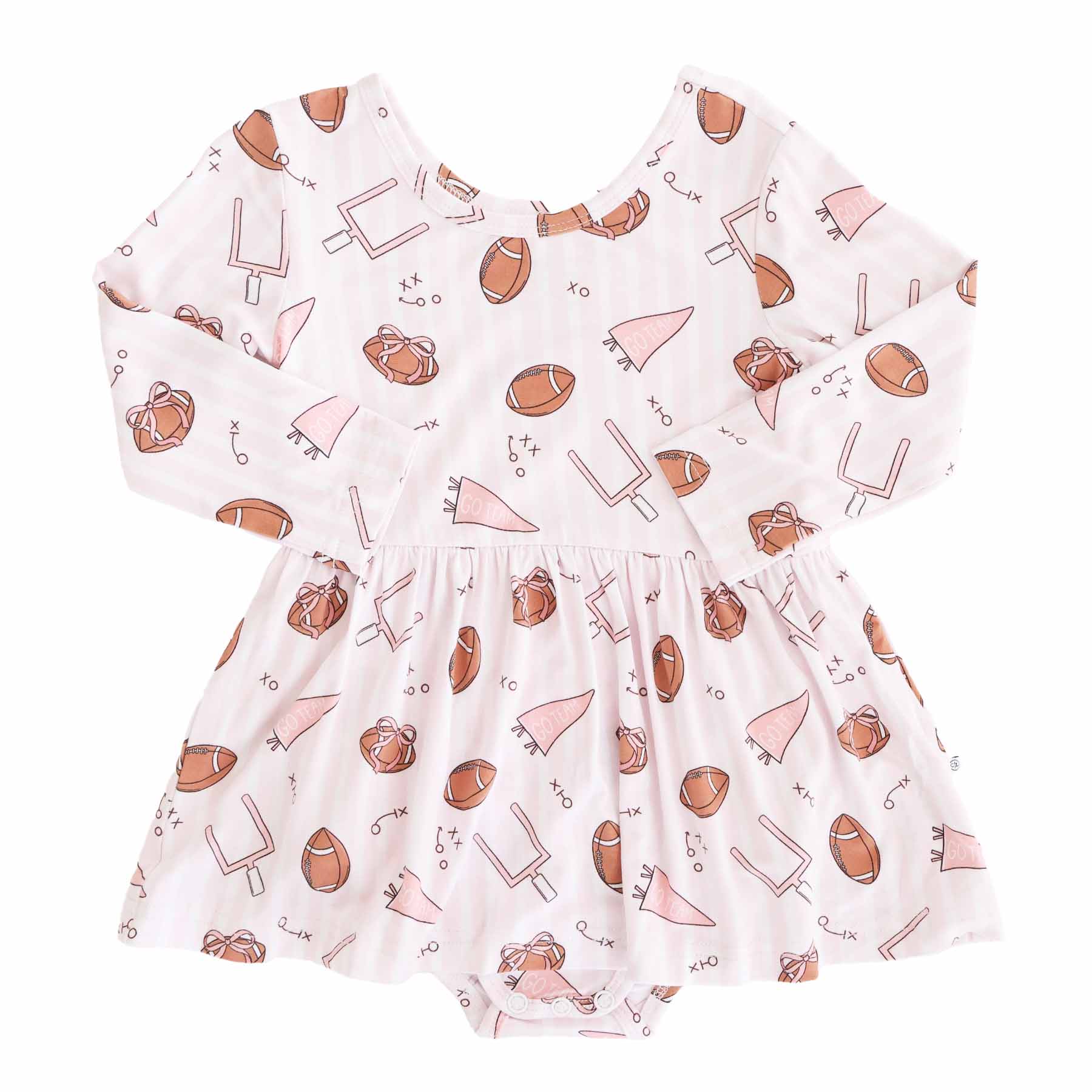 Long Sleeve Twirl Bodysuit | Tiny Touchdowns Pink