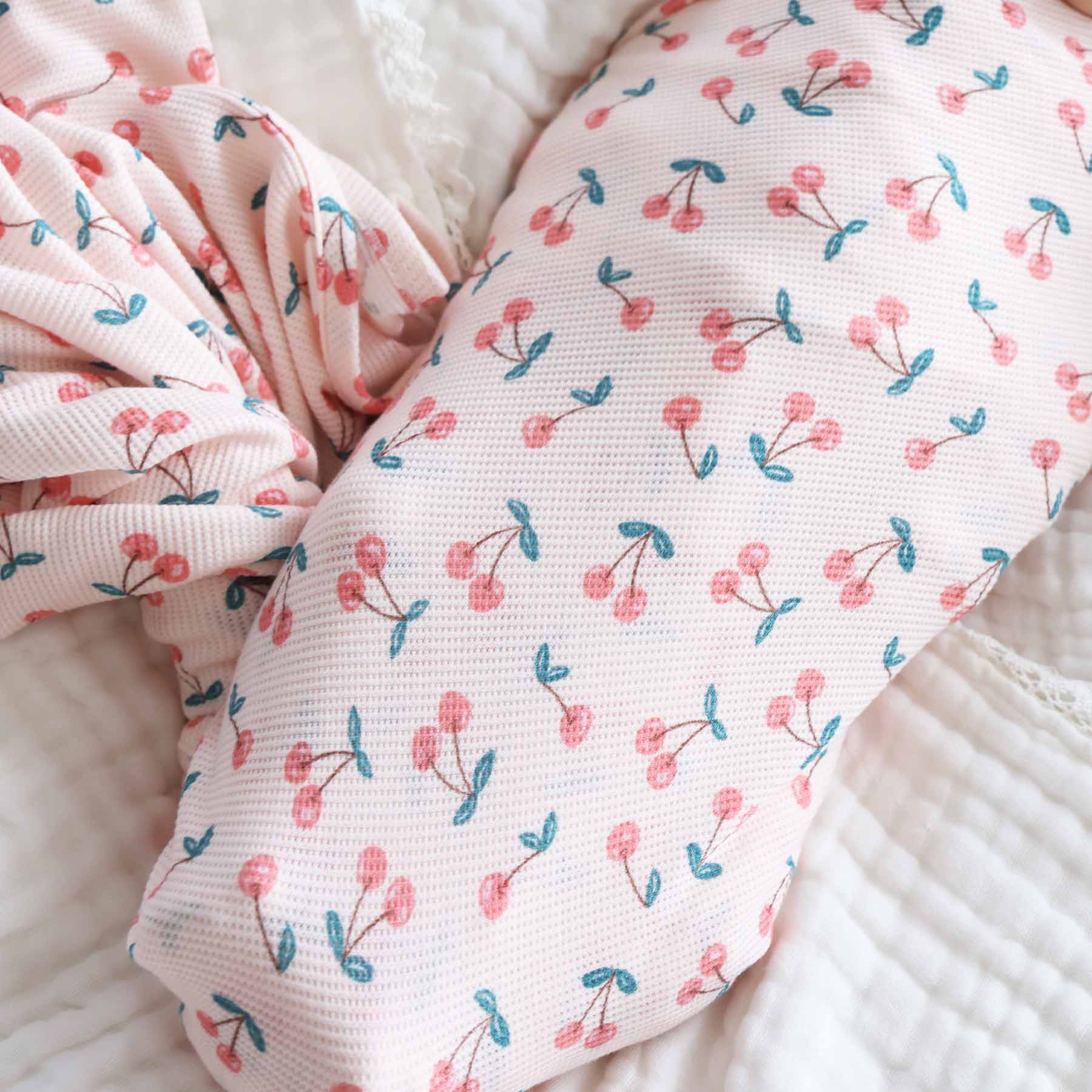 Cherry On Top Bamboo Waffle Oversized Swaddle Blanket
