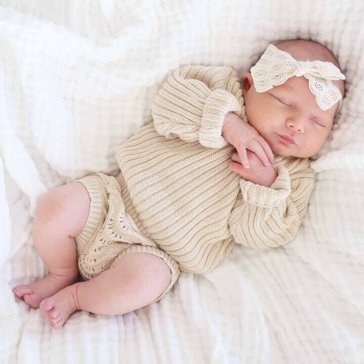 Knit Sweater & Lace Bloomer Set | Linen