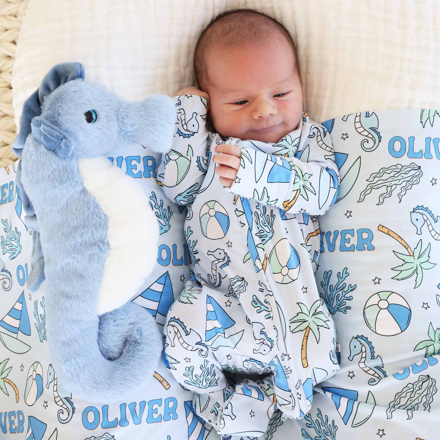 Tiny Tides Zipper Footie | Blue