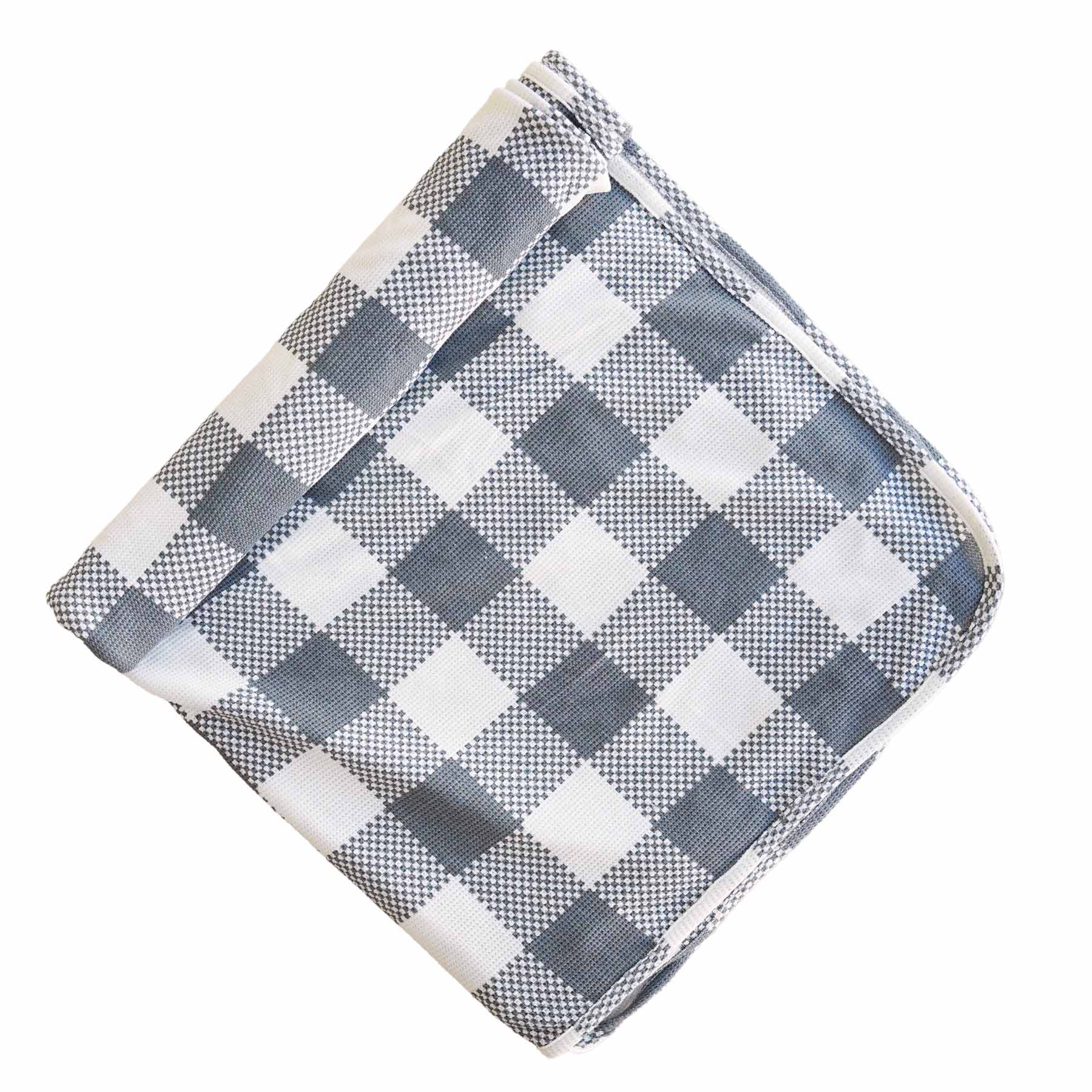 Big Check Bamboo Waffle Oversized Swaddle Blanket | Denim