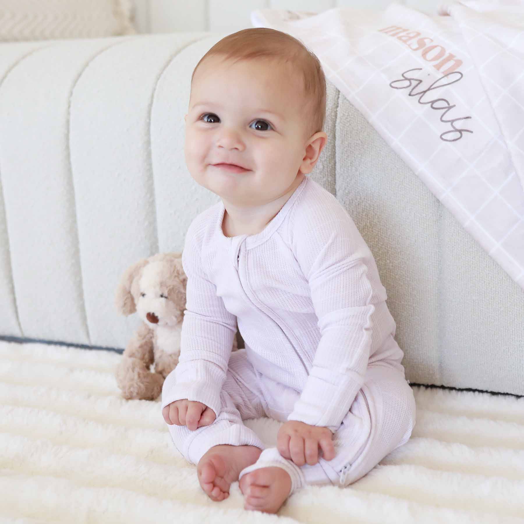 Sloane's Squares Bamboo Waffle Convertible Zip Romper