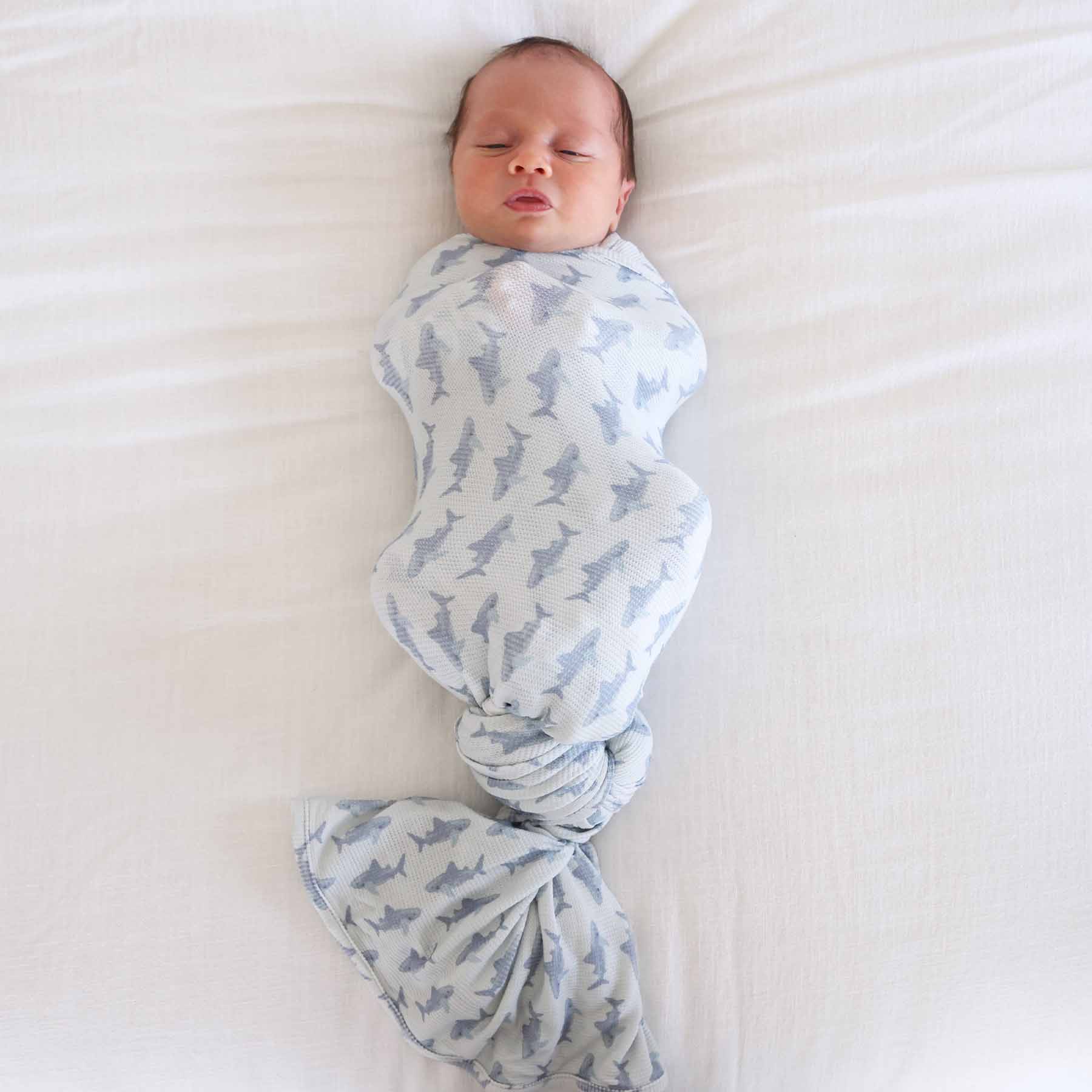Fins Up Bamboo Waffle Oversized Swaddle Blanket