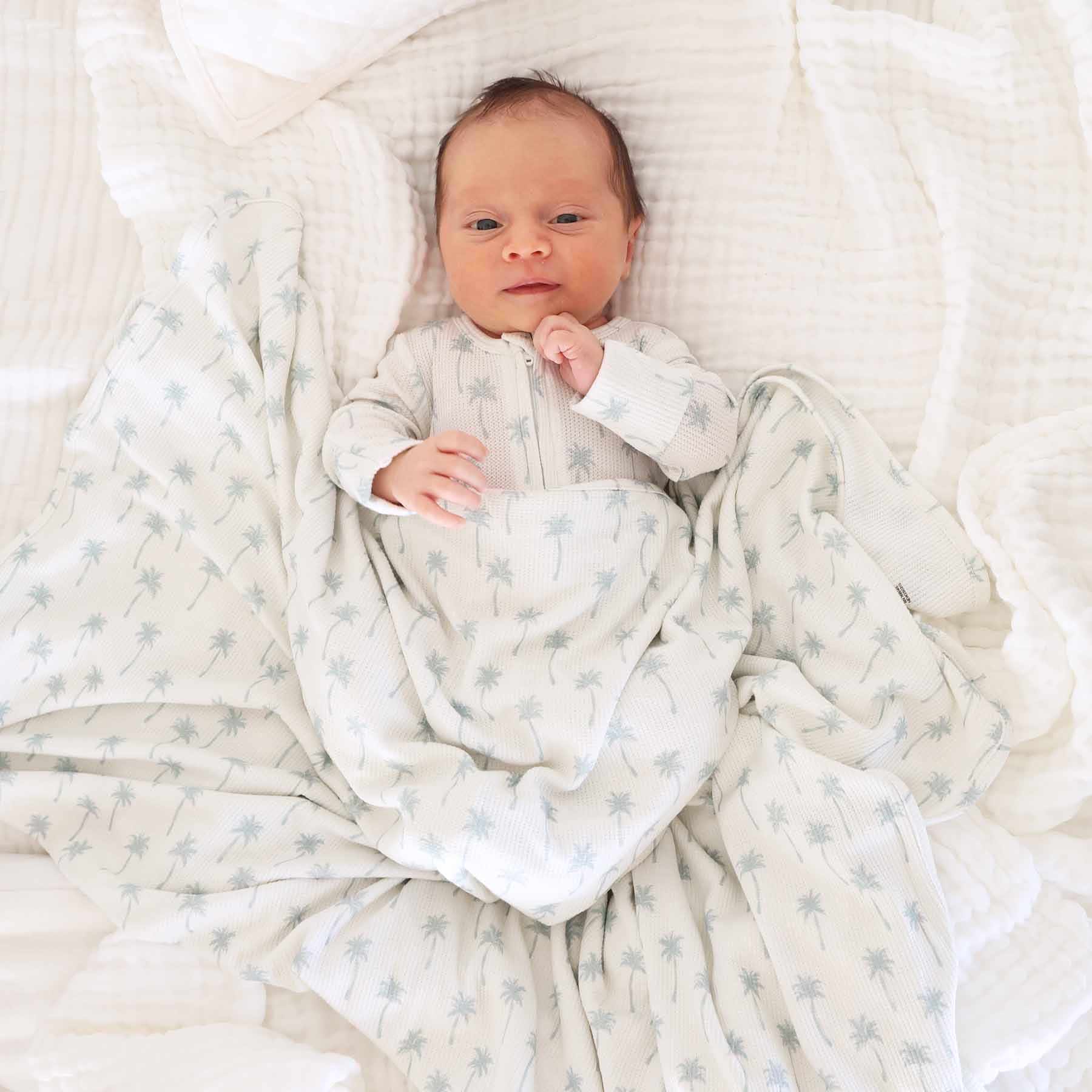 Preppy Palms Bamboo Waffle Oversized Swaddle Blanket