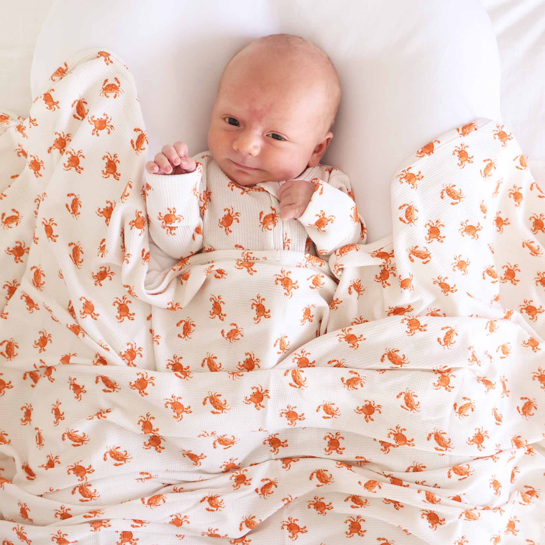 Cutie Crabs Bamboo Waffle Oversized Swaddle Blanket