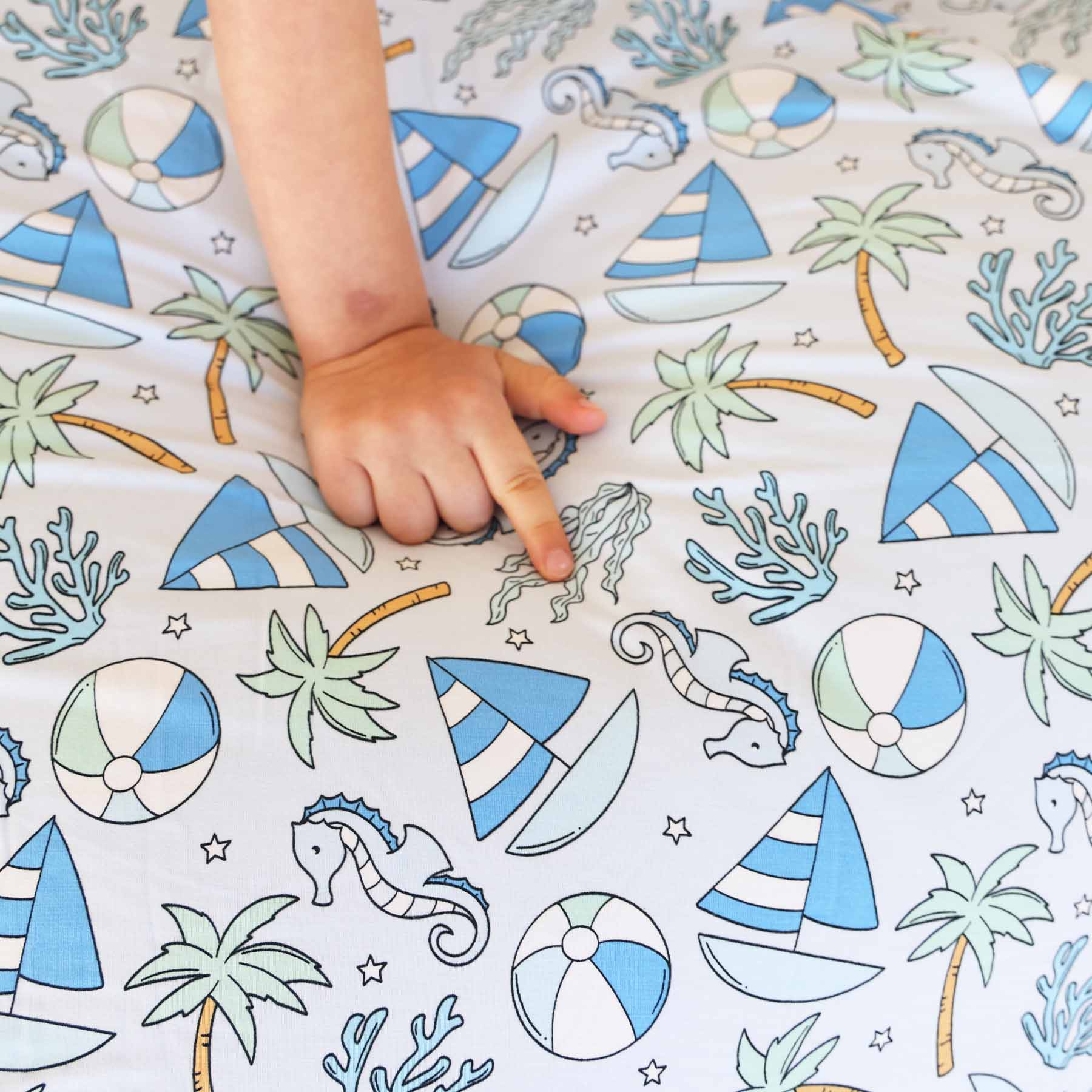 Tiny Tides Double Sided Bamboo Blanket | Blue