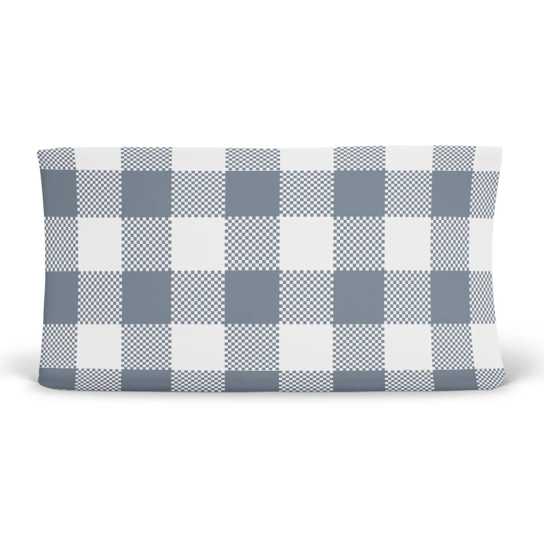 Big Check Changing Pad Cover | Denim