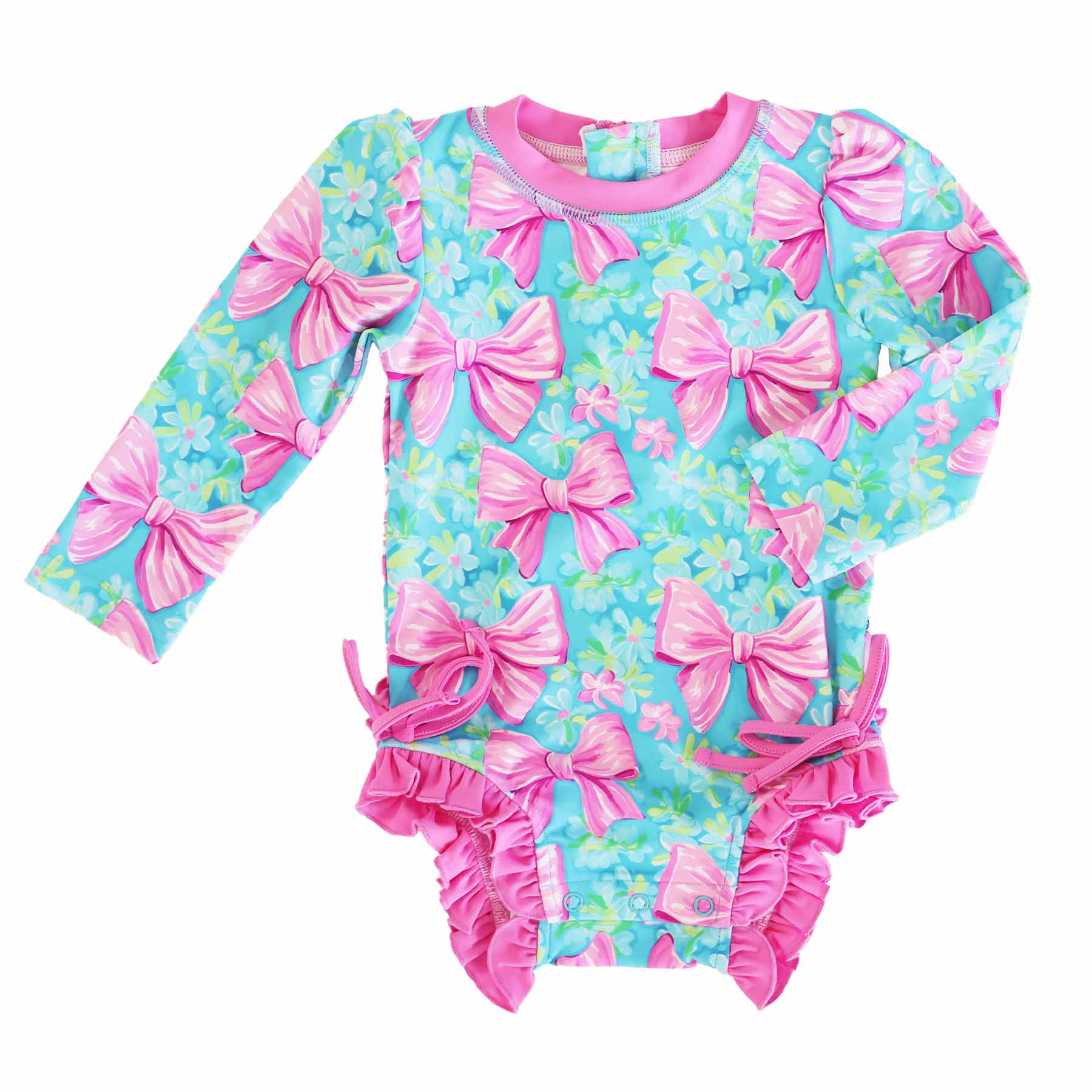 Long Sleeve Rash Guard With Ruffle Bottom | Beachy Bows