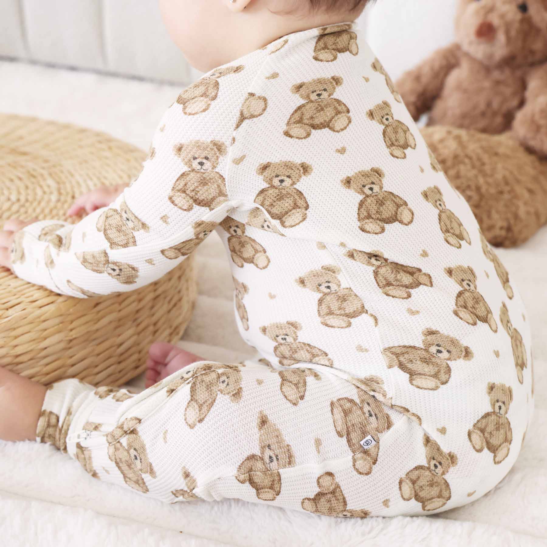 All Bamboo Waffle Convertible Zip Rompers
