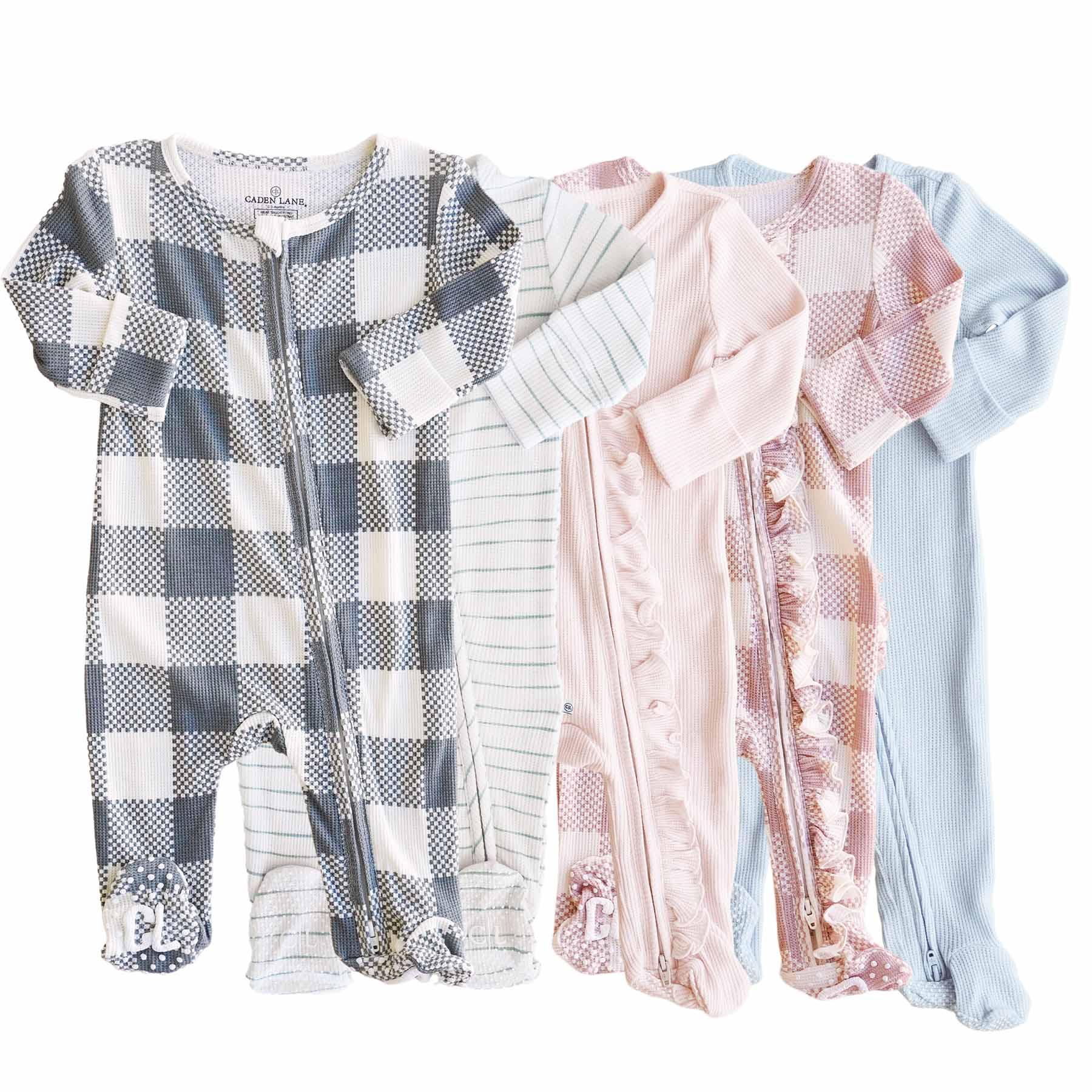 All Bamboo Waffle Zipper Footies
