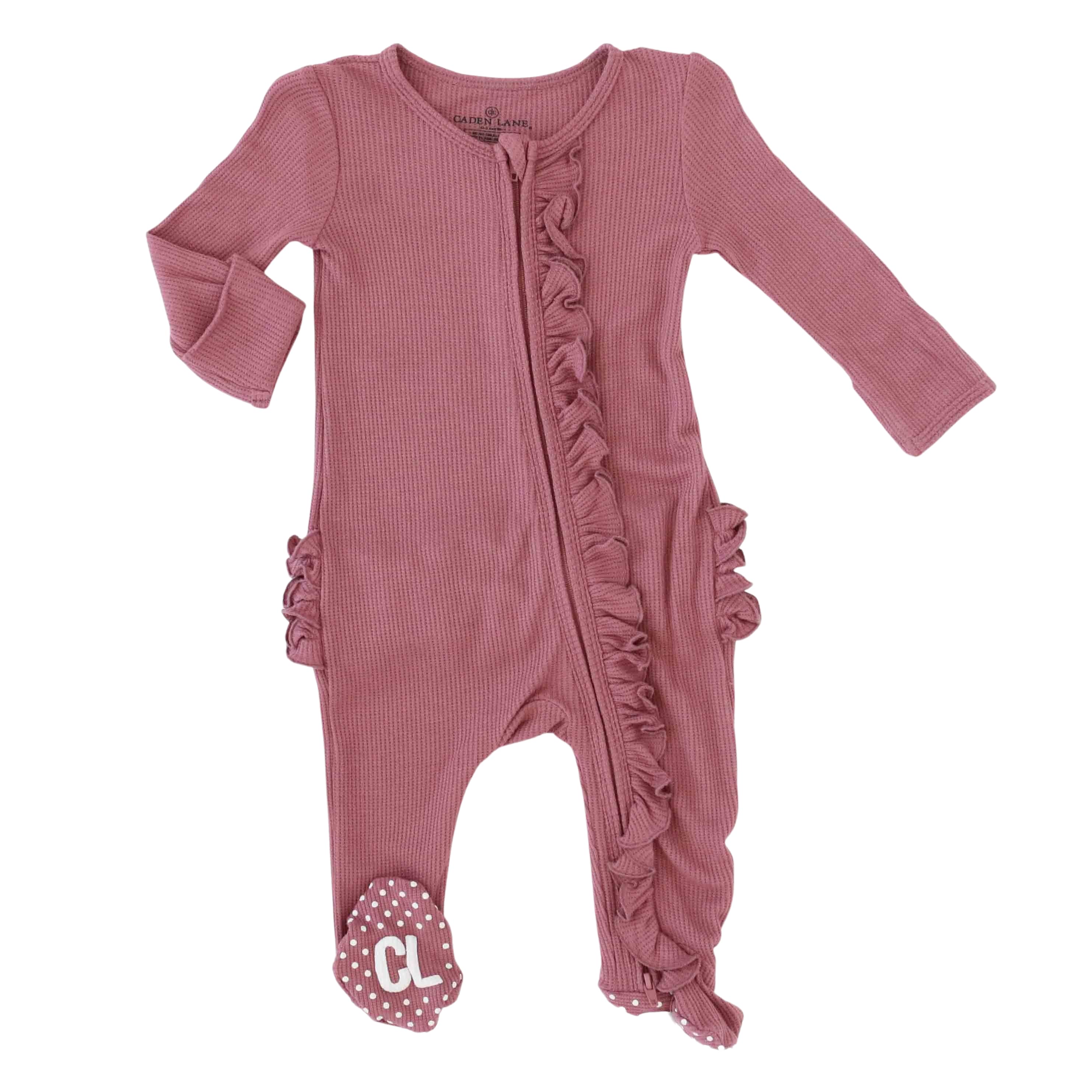All Bamboo Waffle Zipper Footies