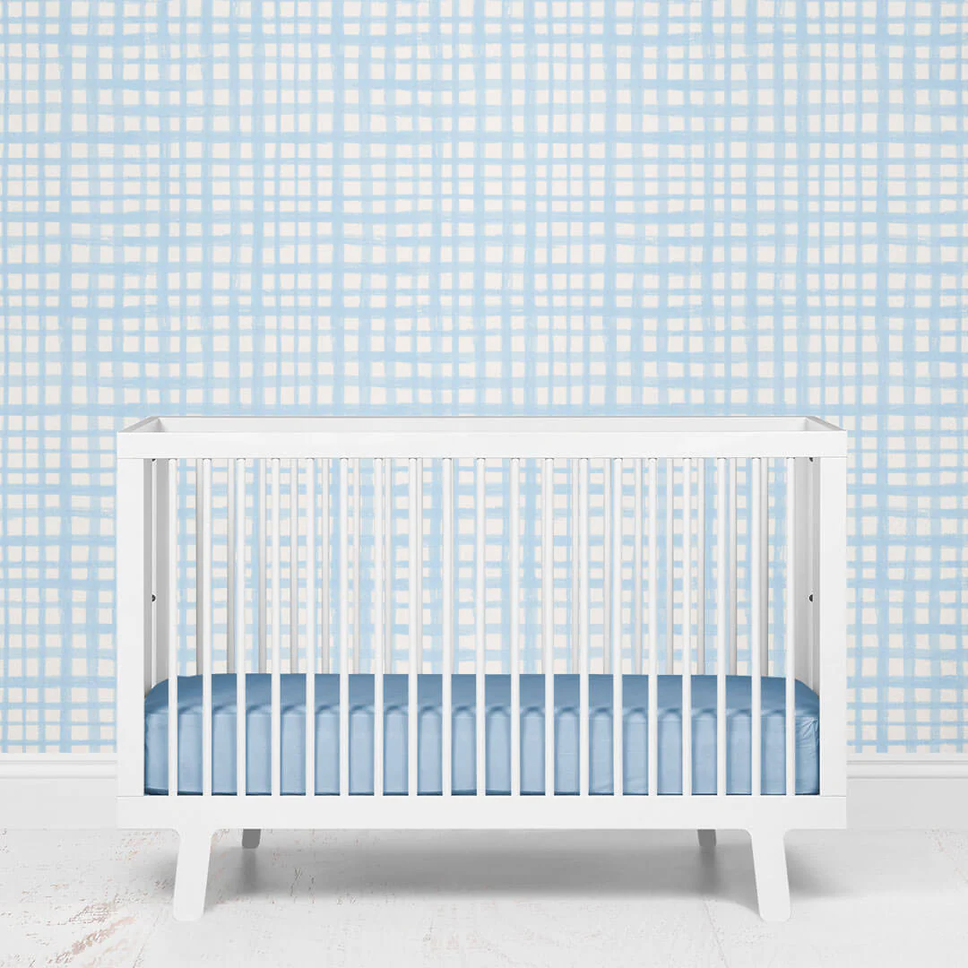 Baby Blue Plaid Removable Wallpaper