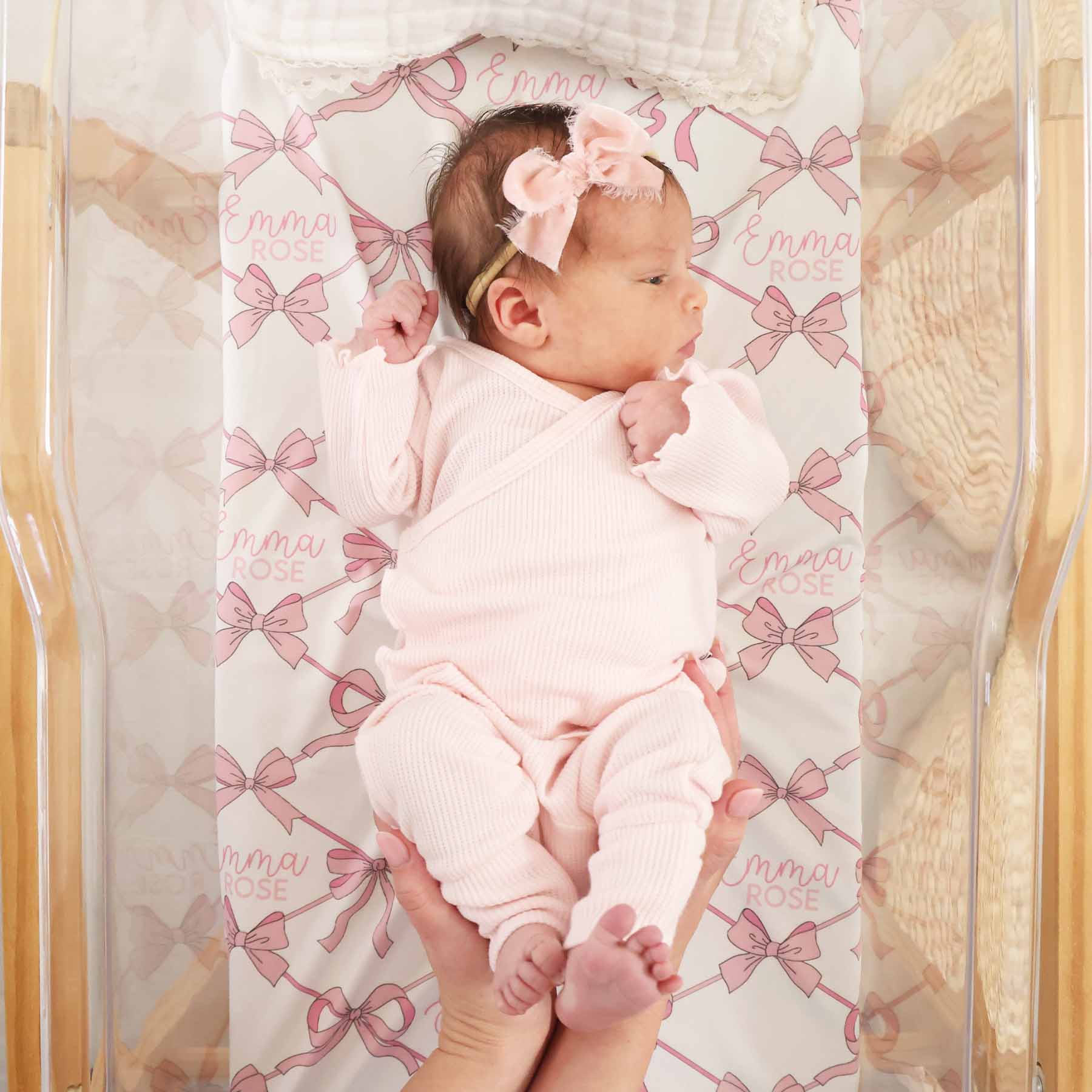 Baby Bows Personalized Swaddle Blanket