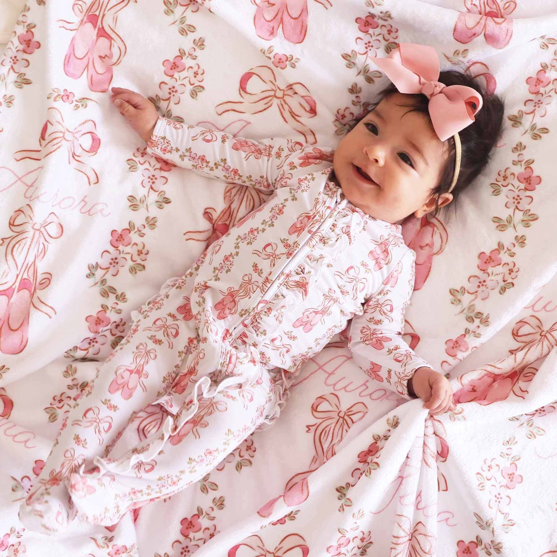Ballet Blossoms Ruffle Zipper Footie