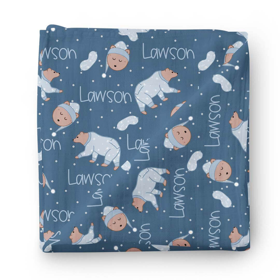 Bearly Asleep Personalized Baby Name Swaddle Blanket