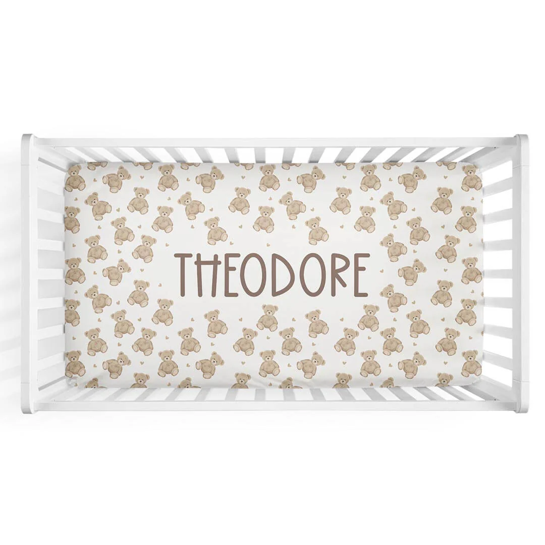 Beary Sweet Personalized Crib Sheet