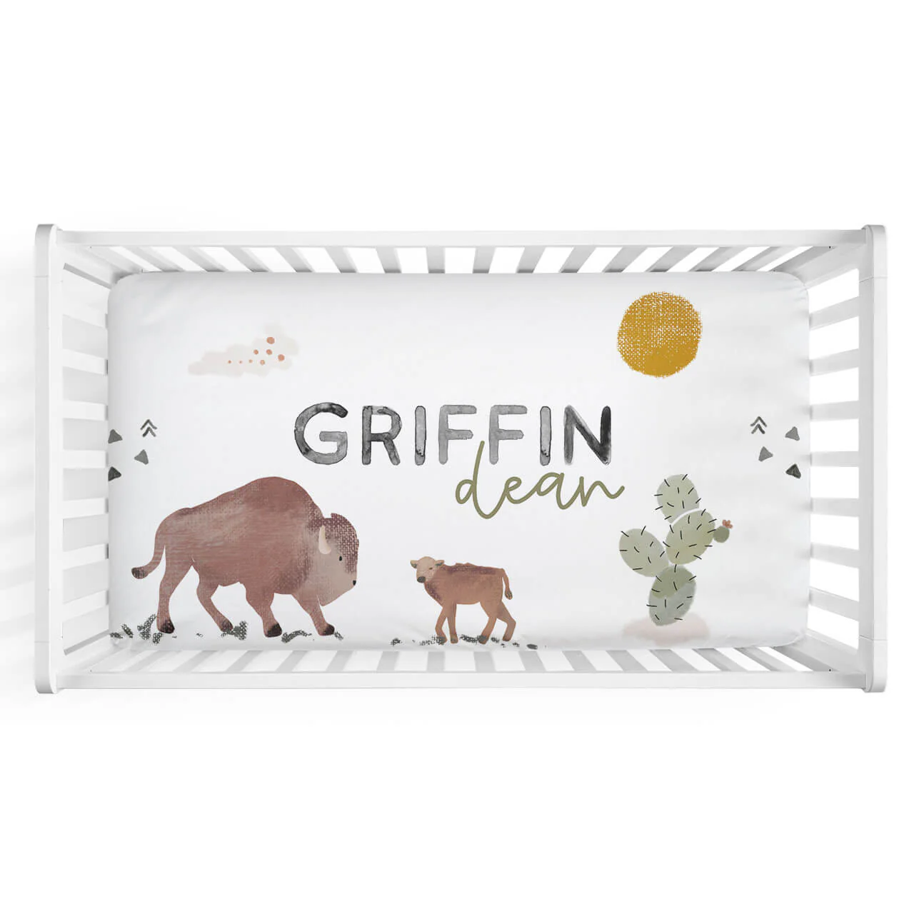 Blake's Bison Personalized Crib Sheet
