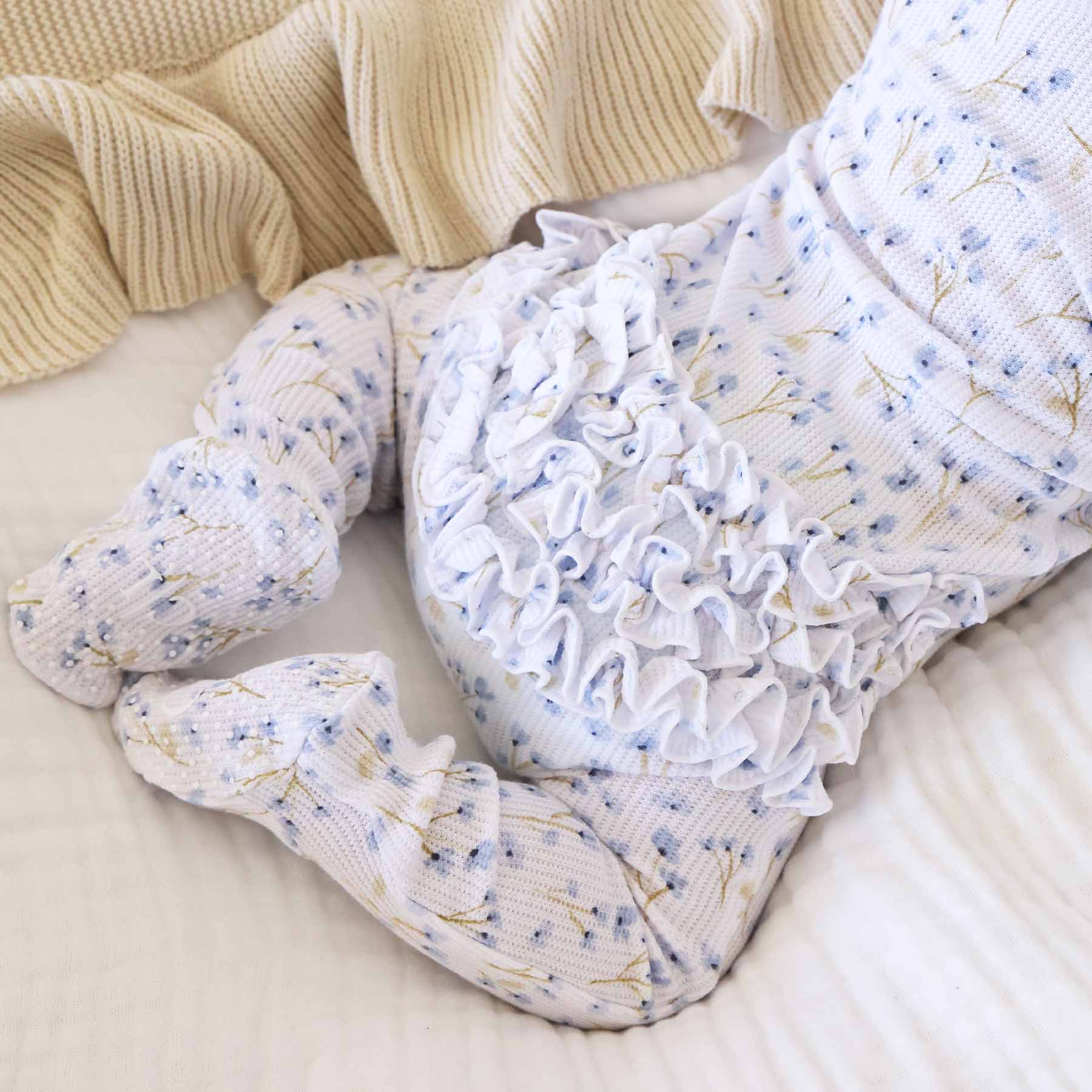 Blake's Blooms Bamboo Waffle Zipper Ruffle Footie