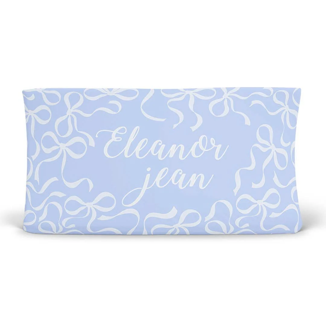 Blue-tiful Bows Personalized Changing Pad Cover