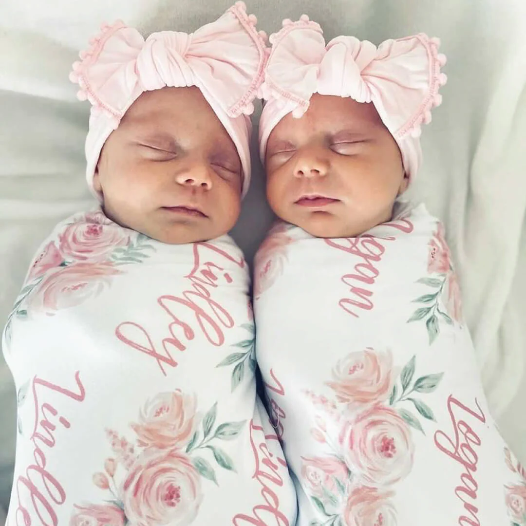 Blush Rose Personalized Baby Name Swaddle Blanket