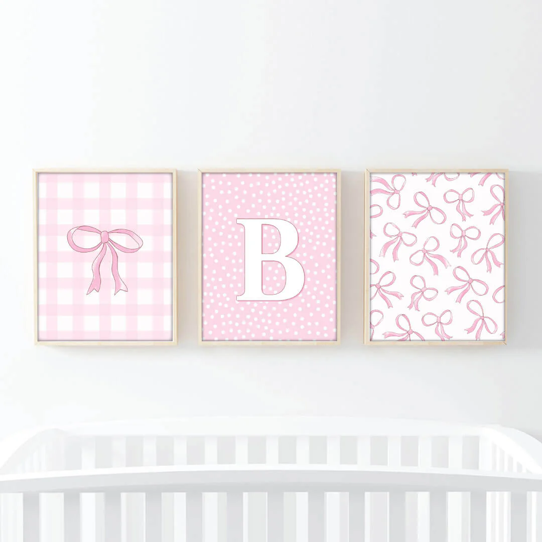Blushing Bows Bundled Digital Nursery Art