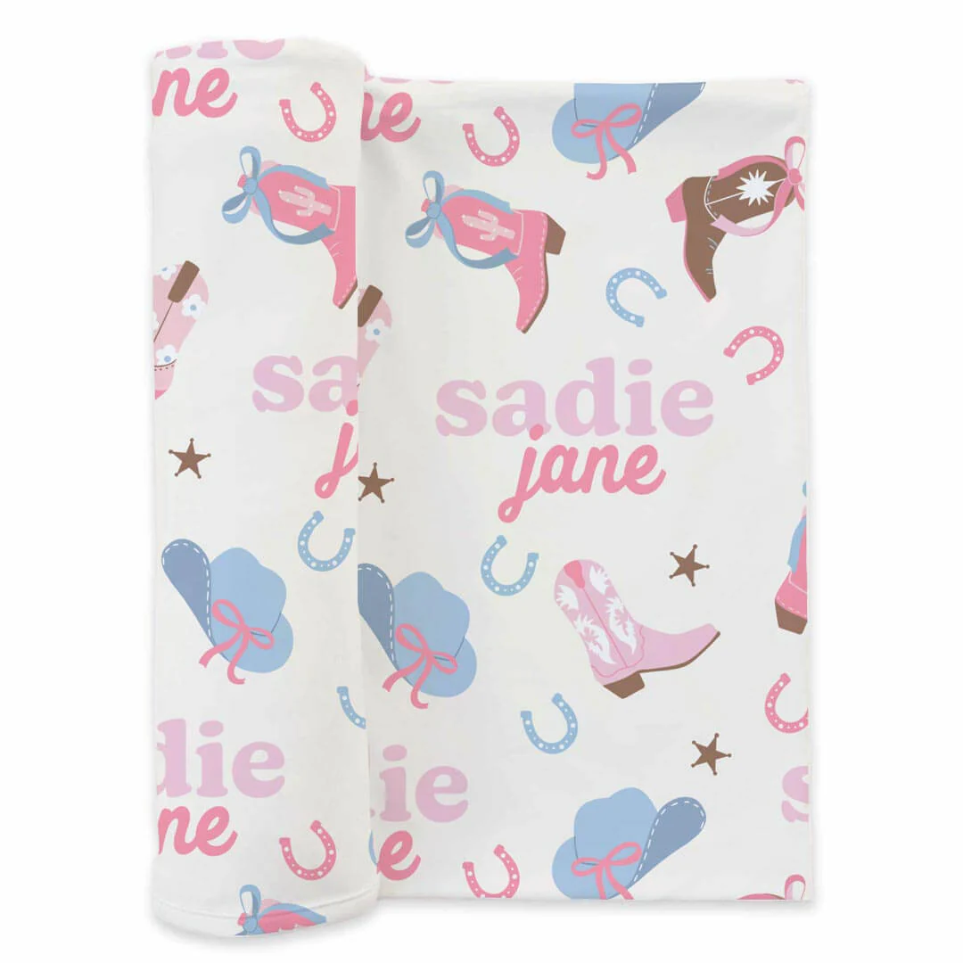 Boot Scootin' Personalized Swaddle Blanket