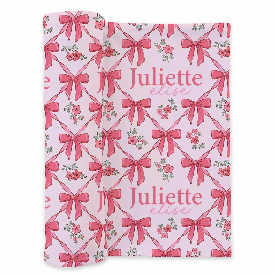 Bow Besties Personalized Swaddle Blanket