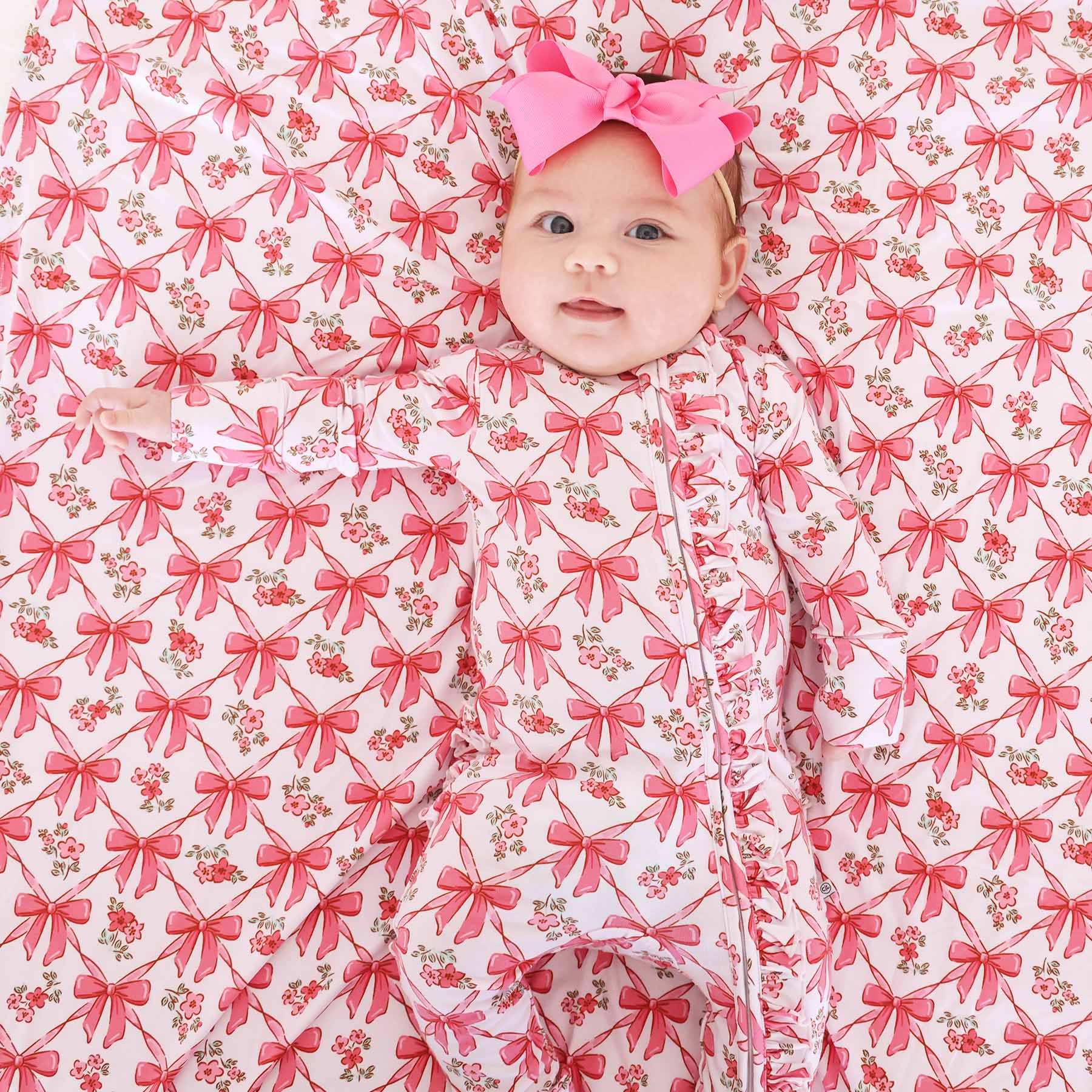 Bow Besties Ruffle Zipper Footie