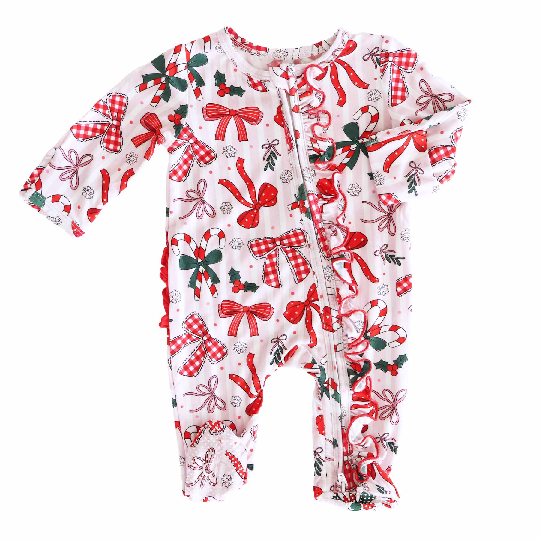 Bow What Fun Ruffle Zipper Footie