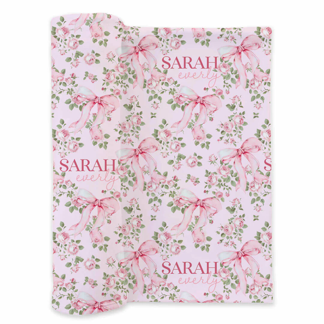 Bows in Bloom Personalized Swaddle Blanket