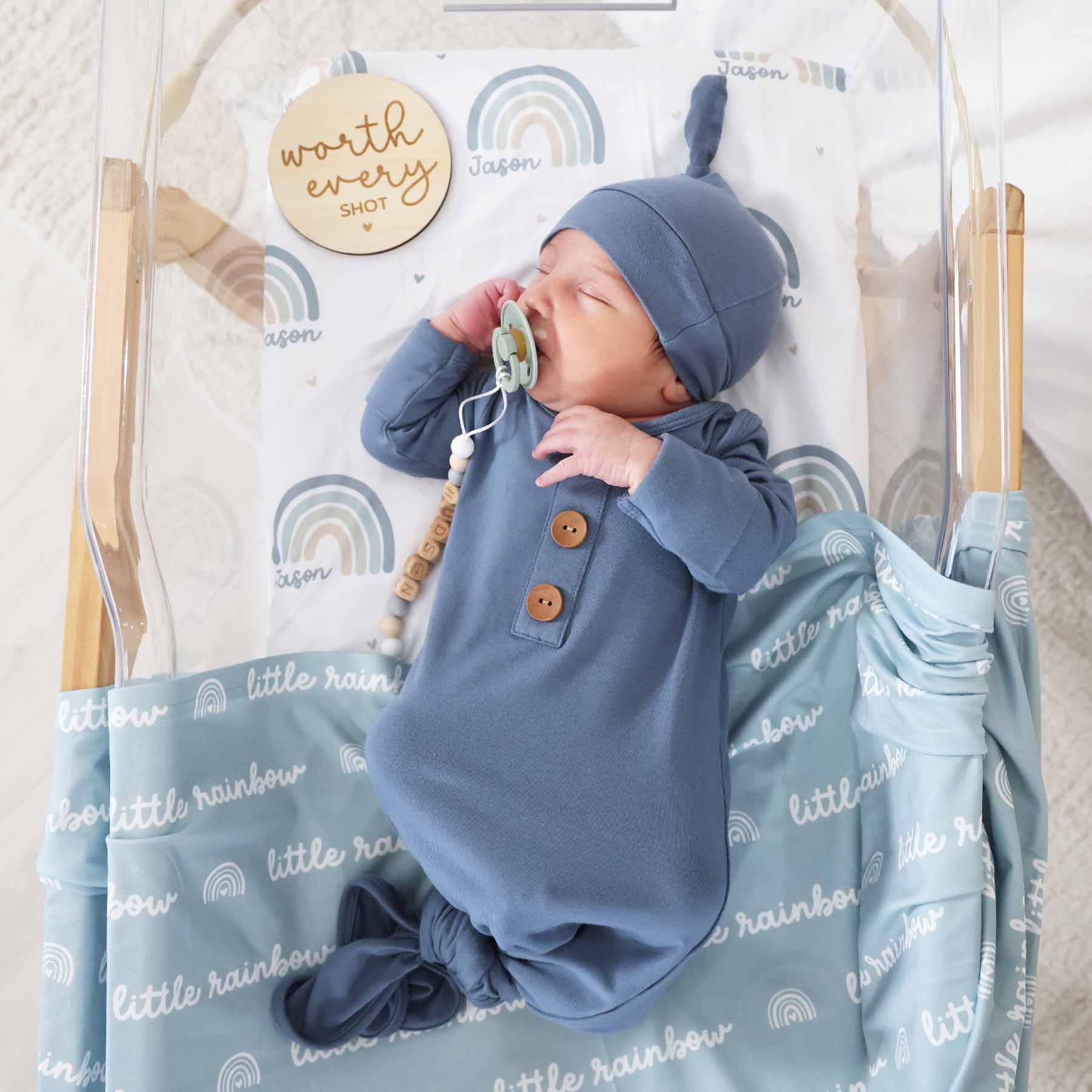 Boy Rainbow Personalized Baby Name Swaddle