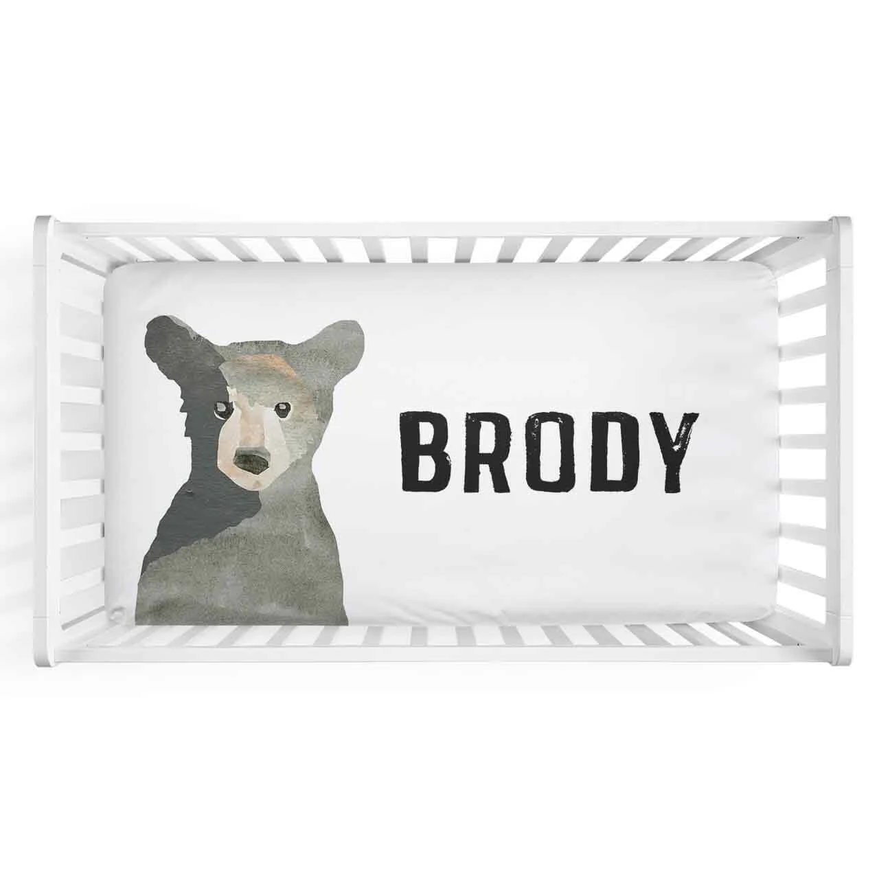 Brody's Bear & Mountain Adventure Personalized Crib Sheet