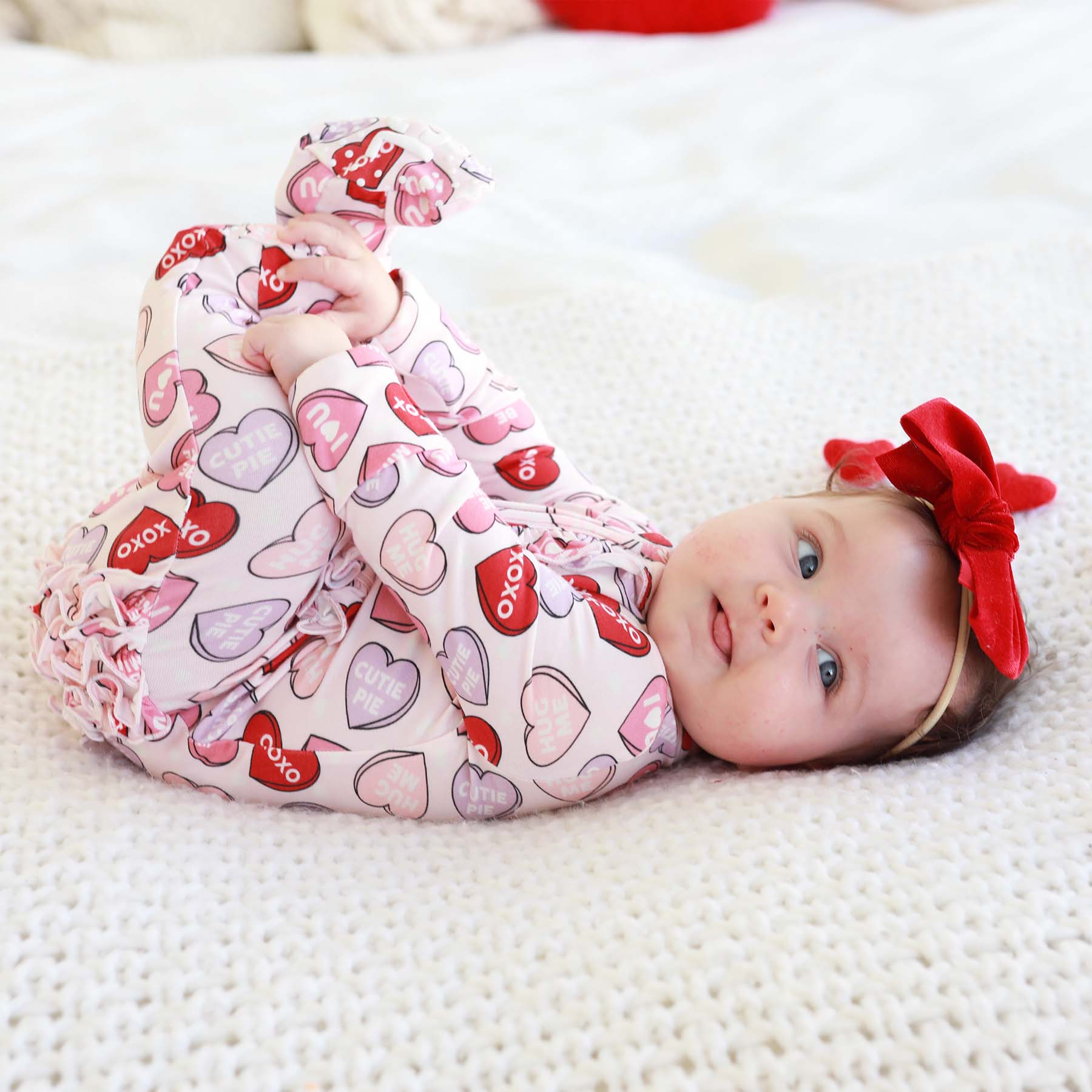 Candy Crush Ruffle Zipper Footie | Pink