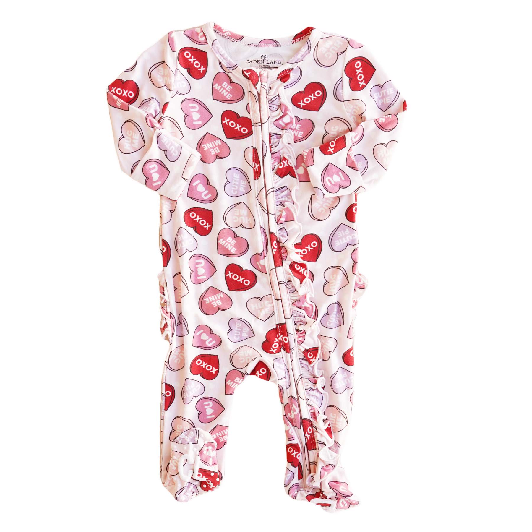 Candy Crush Ruffle Zipper Footie | Pink