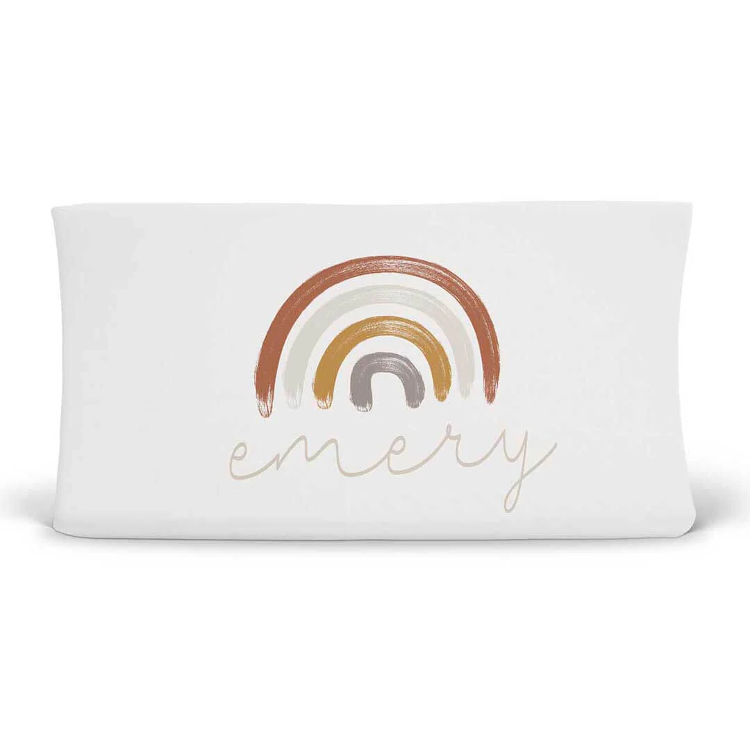 Cannon's Earthy Rainbow Personalized Changing Pad Cover